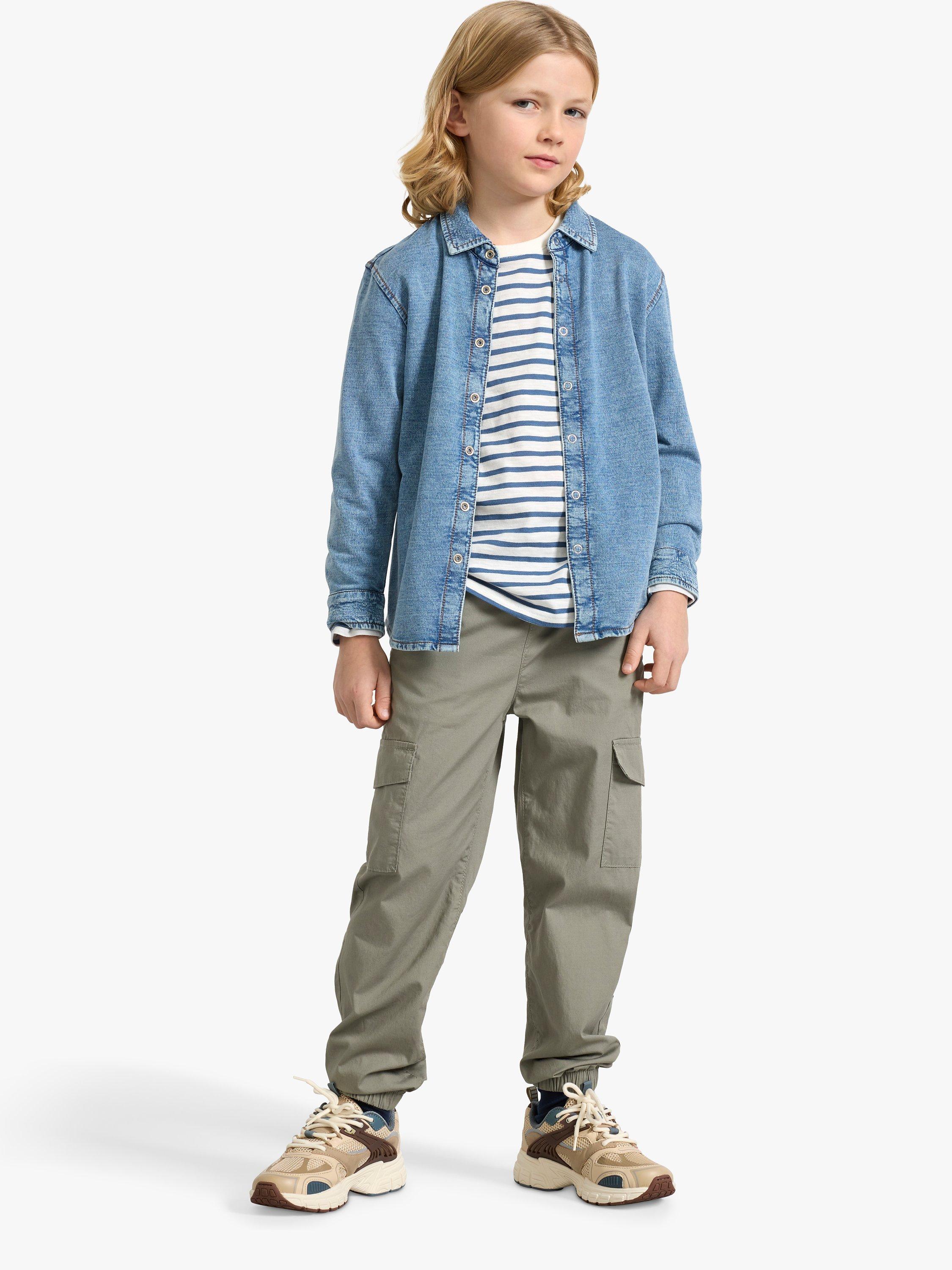 Product image 3 of 7, which shows Lindex Kids' Balloon Leg Cargo Trousers, Dusty Green, 3-4 years