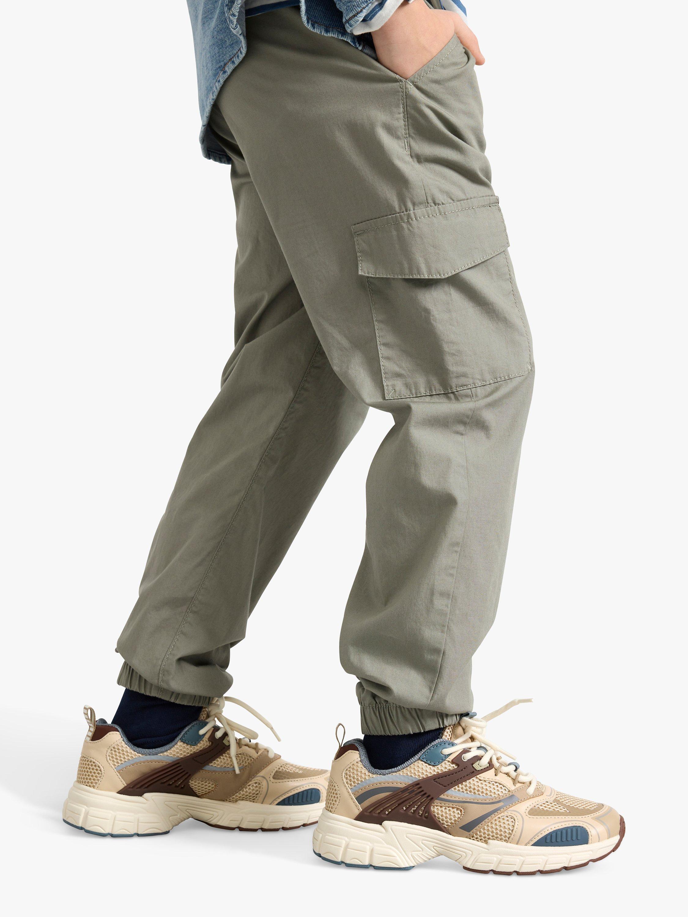 Product image 4 of 7, which shows Lindex Kids' Balloon Leg Cargo Trousers, Dusty Green, 3-4 years