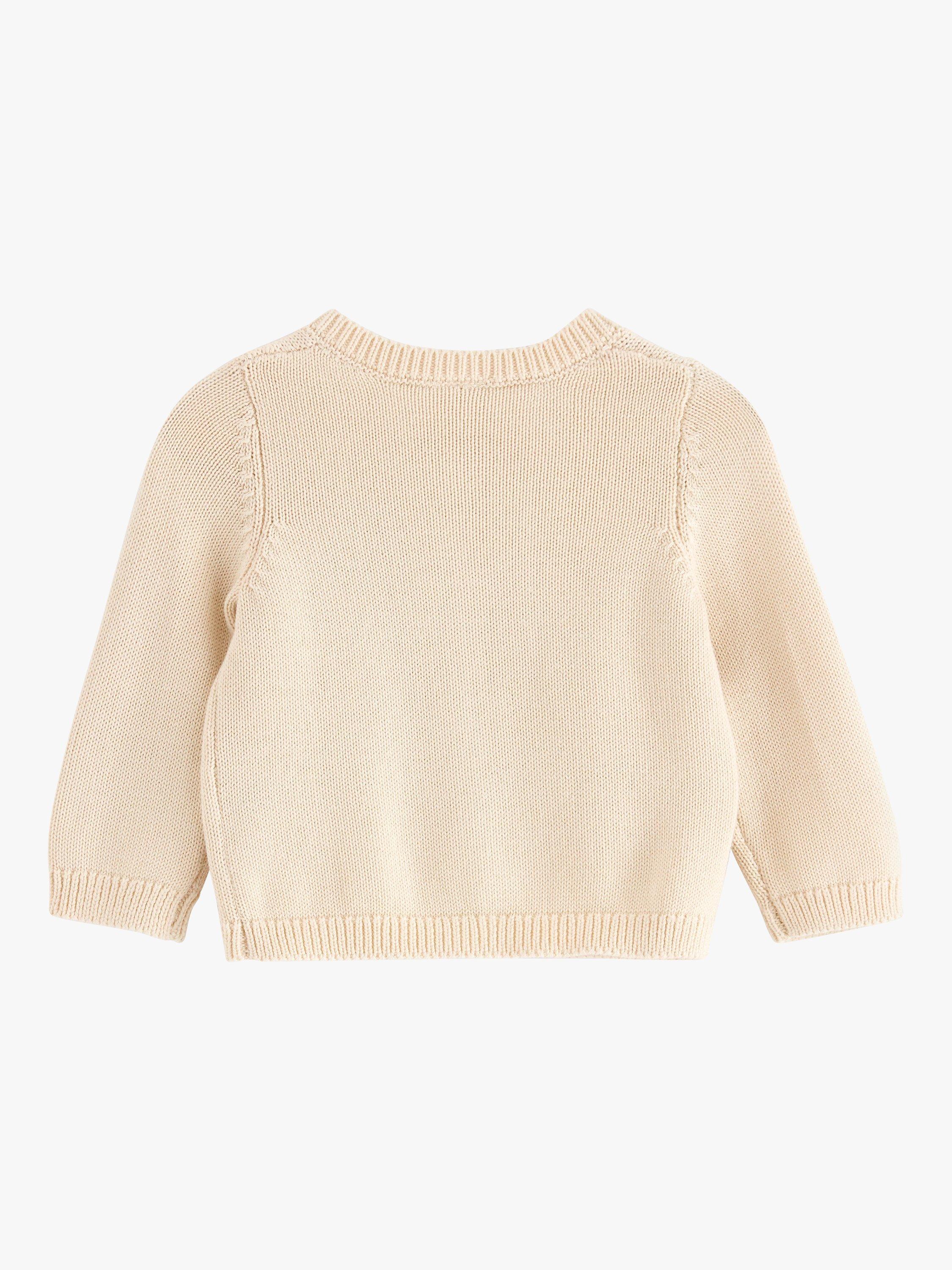 Product image 2 of 3, which shows Lindex Baby Organic Cotton Pear Motif Cardigan, Light Beige, 4-6 months