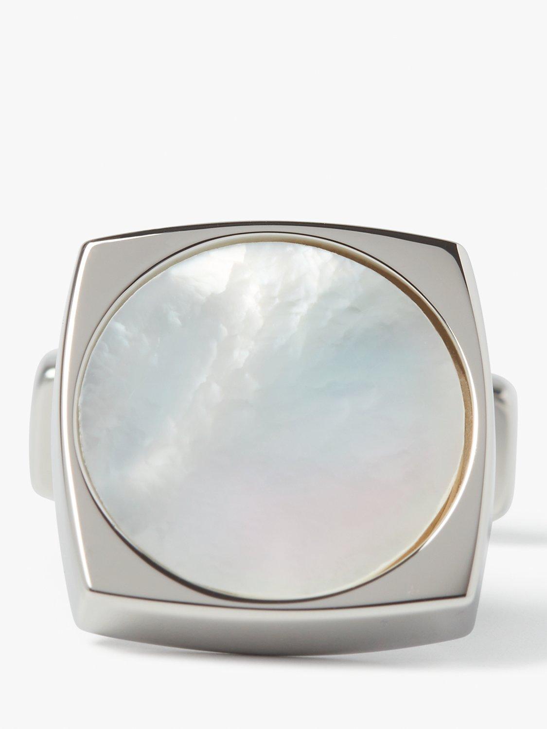 Product image 3 of 3, which shows Simon Carter Large Sodalite Cufflinks, Natural White, Mother of Pearl
