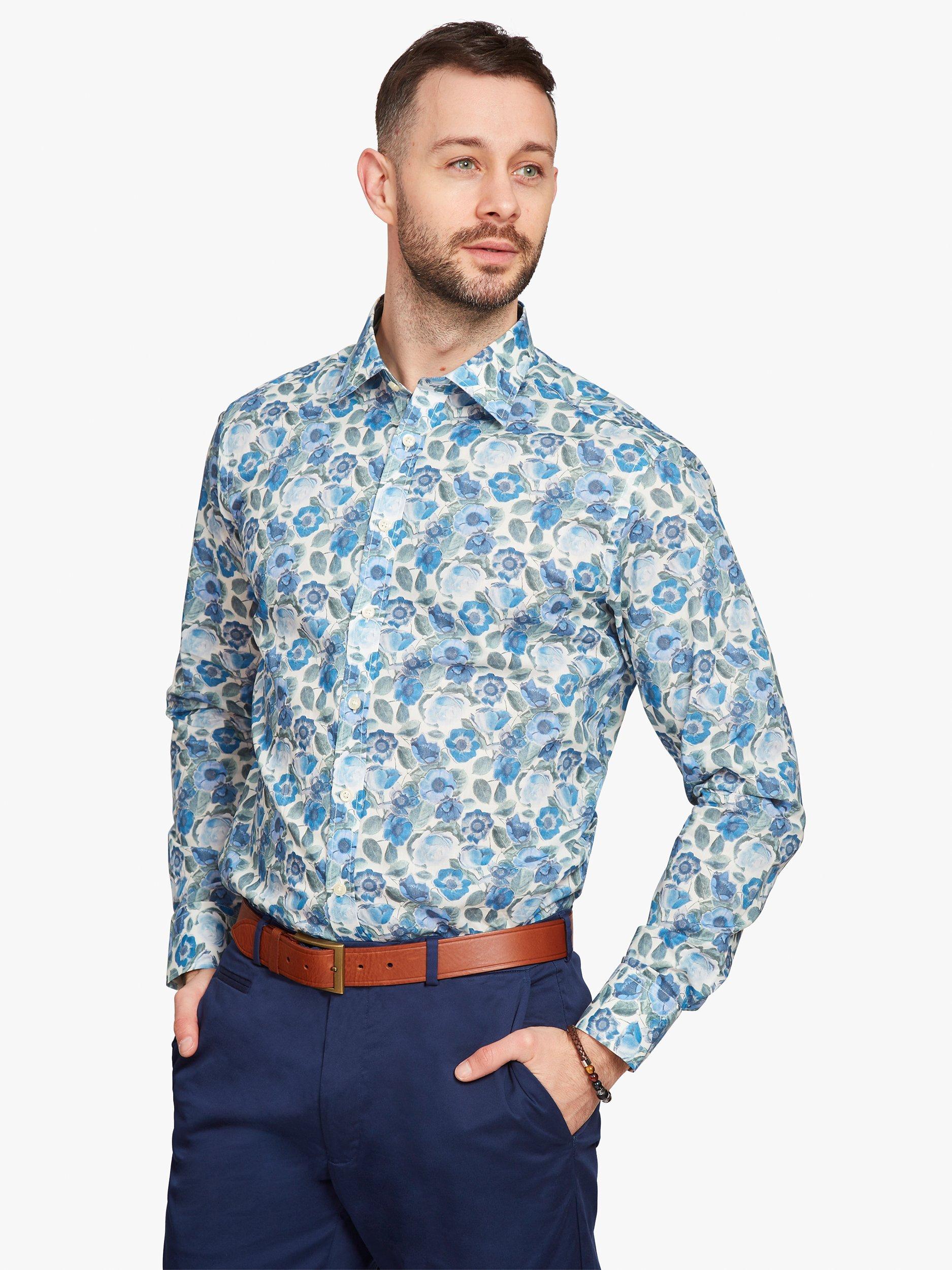 Simon Carter Liberty Fabric Heidi Rose Regular Fit Shirt, White/Multi