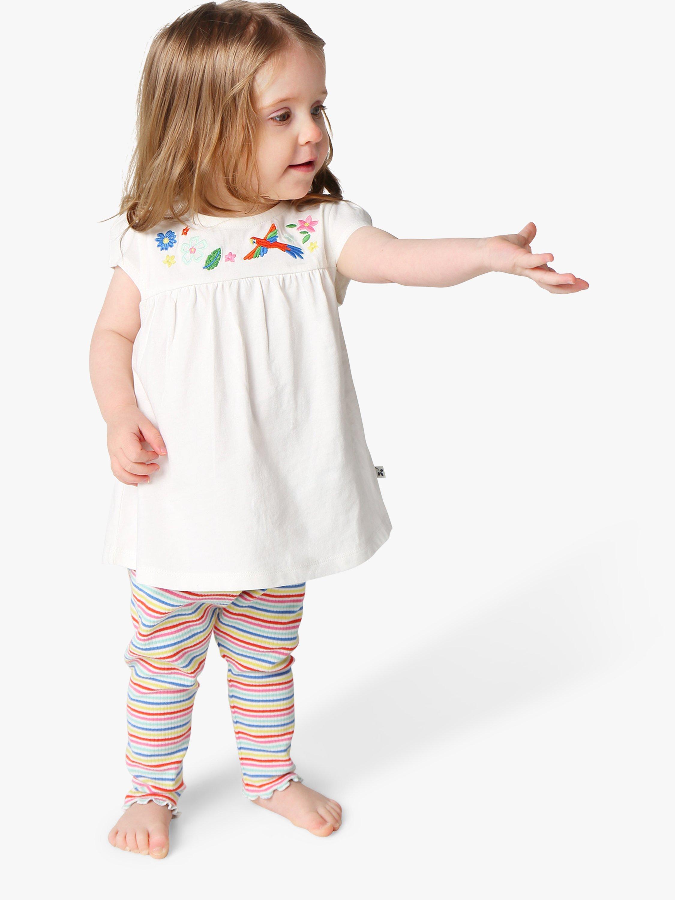 Product image 1 of 5, which shows Frugi Baby Jade Organic Cotton Blend Top & Leggings Outfit, Soft White/Multi, 0-3 months