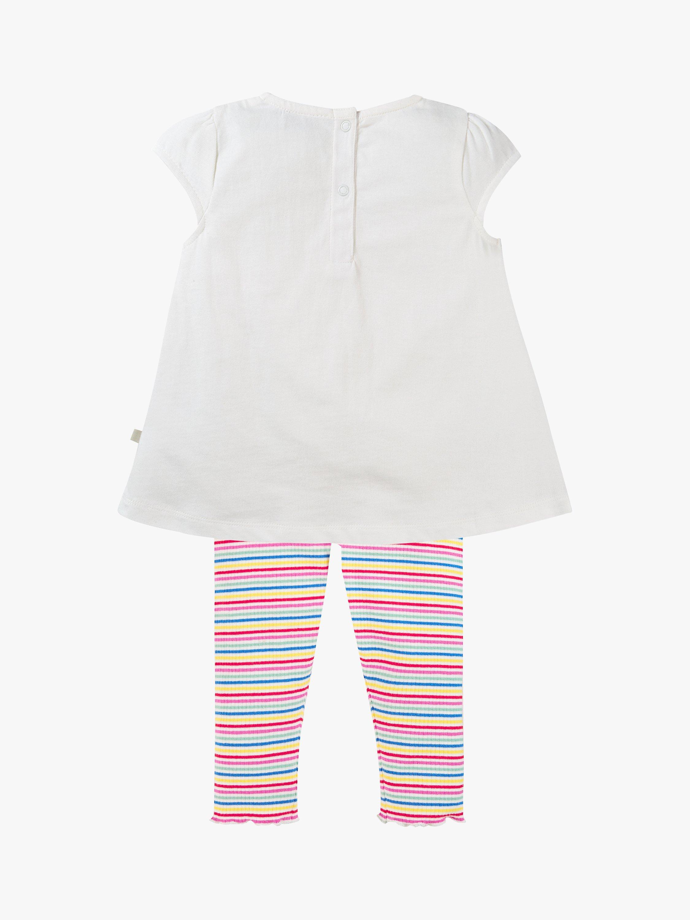 Product image 3 of 5, which shows Frugi Baby Jade Organic Cotton Blend Top & Leggings Outfit, Soft White/Multi, 0-3 months