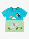 Frugi Baby Penryn Organic Cotton Elephant Graphic Panel T-Shirt, Multi