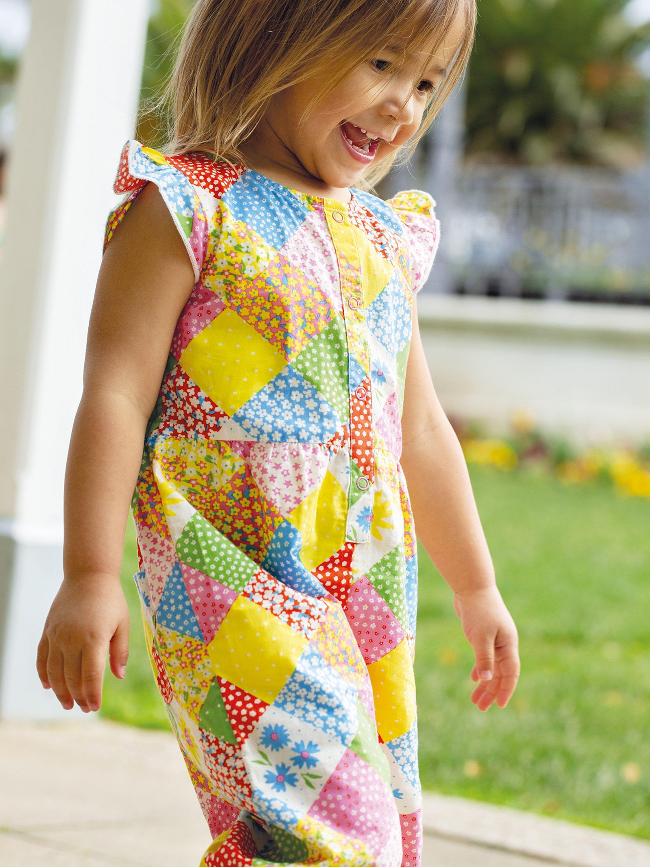 Frugi Baby Organic Cotton Etta Playsuit, Patchwork