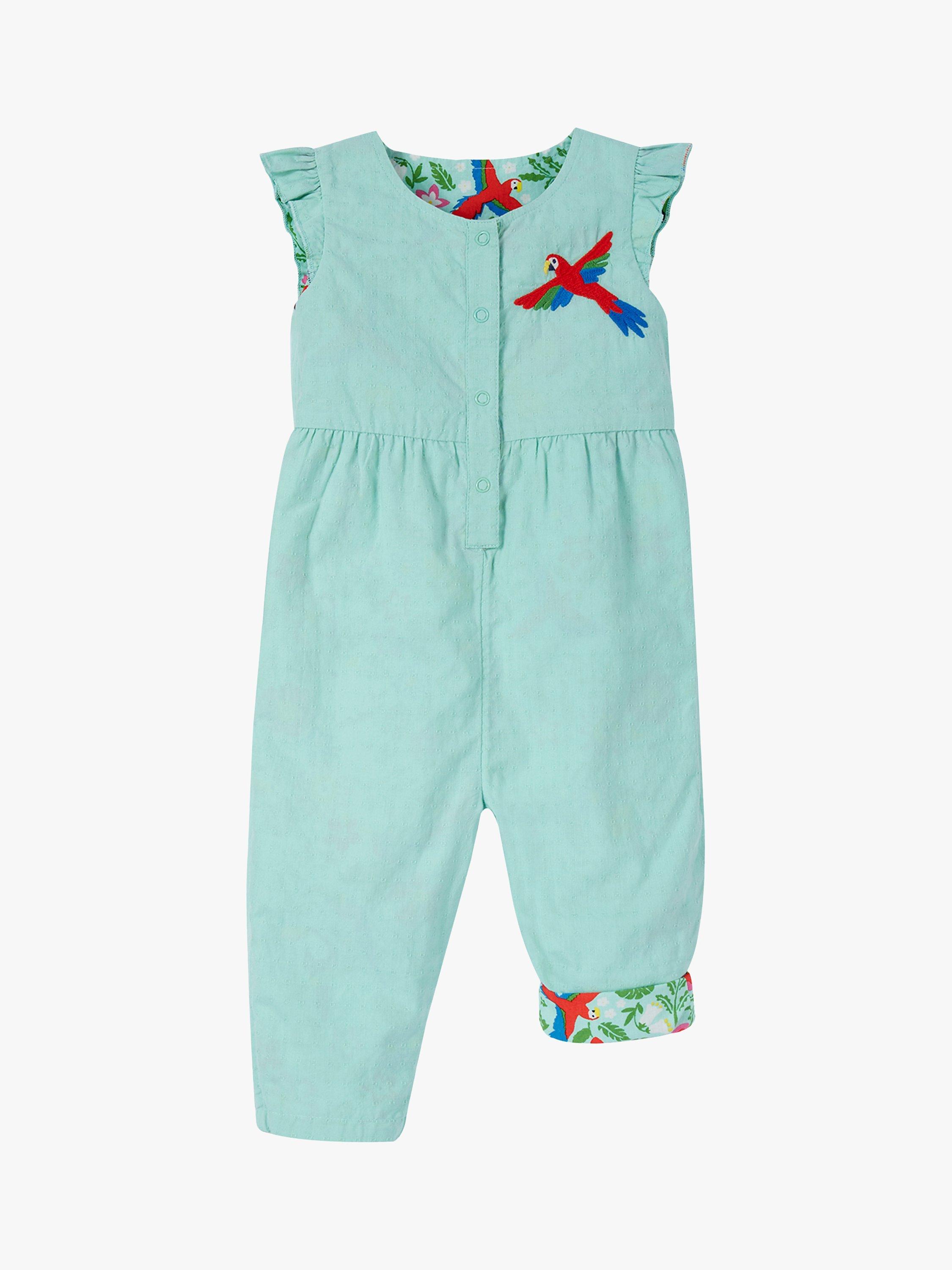 Product image 3 of 8, which shows Frugi Baby Organic Cotton Etta Reversible Playsuit, Tropic Birds/Spring, 9-12 months