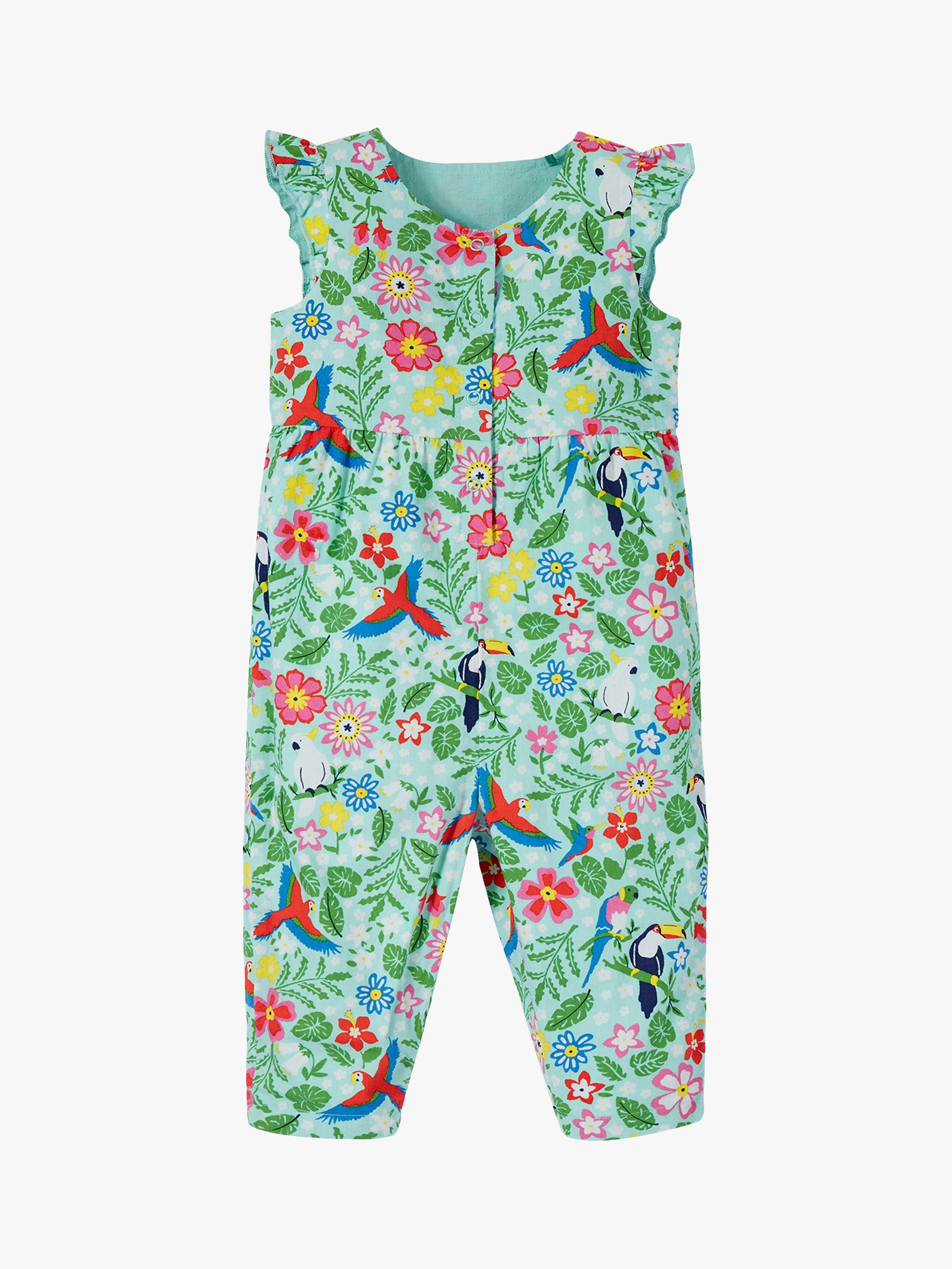 Product image 4 of 8, which shows Frugi Baby Organic Cotton Etta Reversible Playsuit, Tropic Birds/Spring, 9-12 months