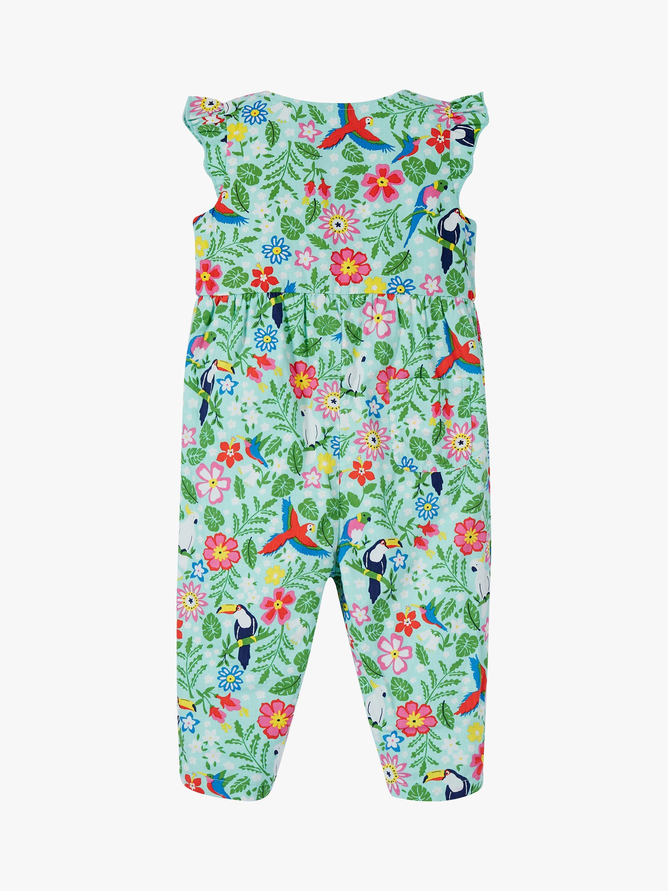 Product image 5 of 8, which shows Frugi Baby Organic Cotton Etta Reversible Playsuit, Tropic Birds/Spring, 9-12 months