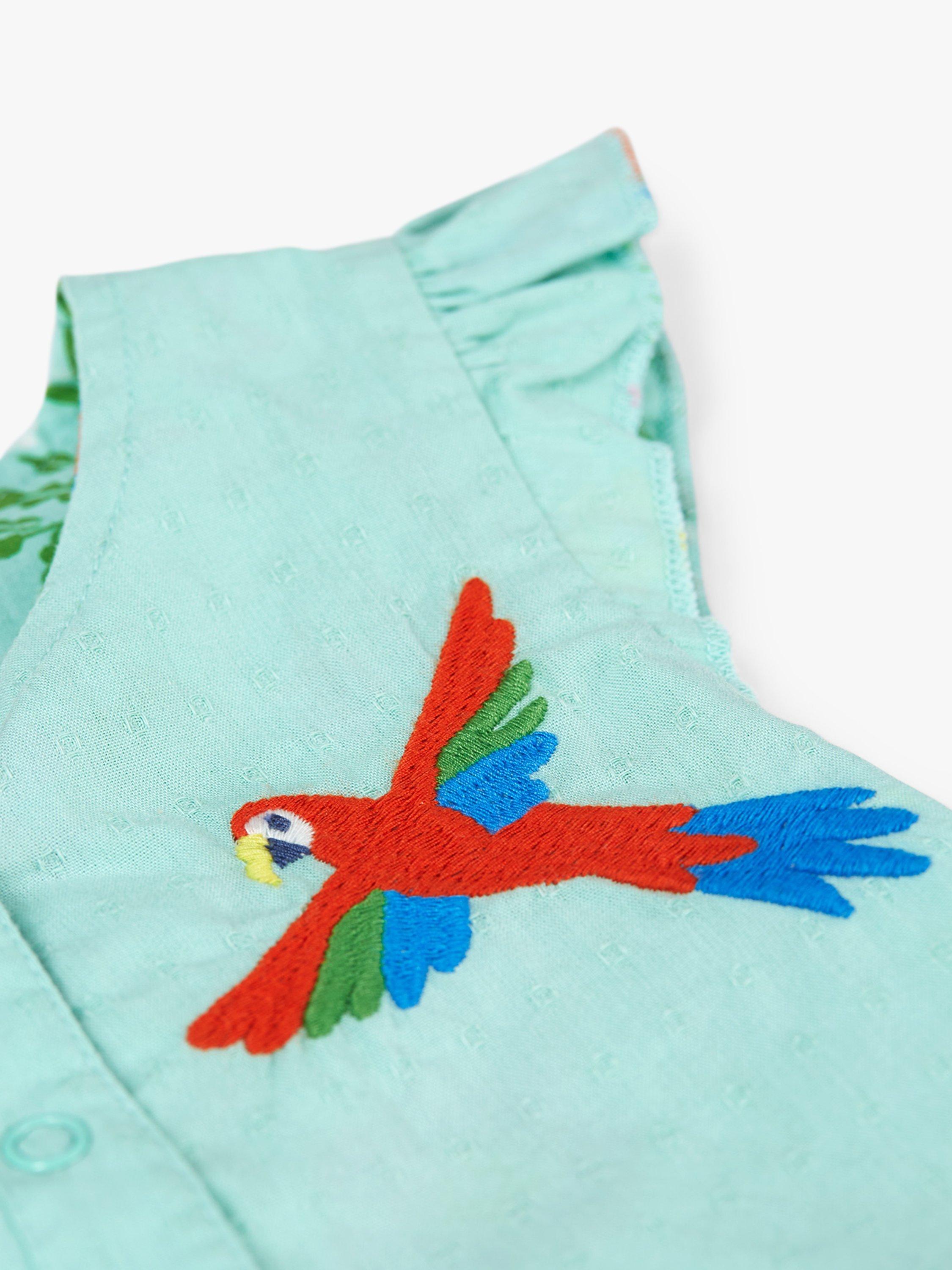 Product image 6 of 8, which shows Frugi Baby Organic Cotton Etta Reversible Playsuit, Tropic Birds/Spring, 9-12 months