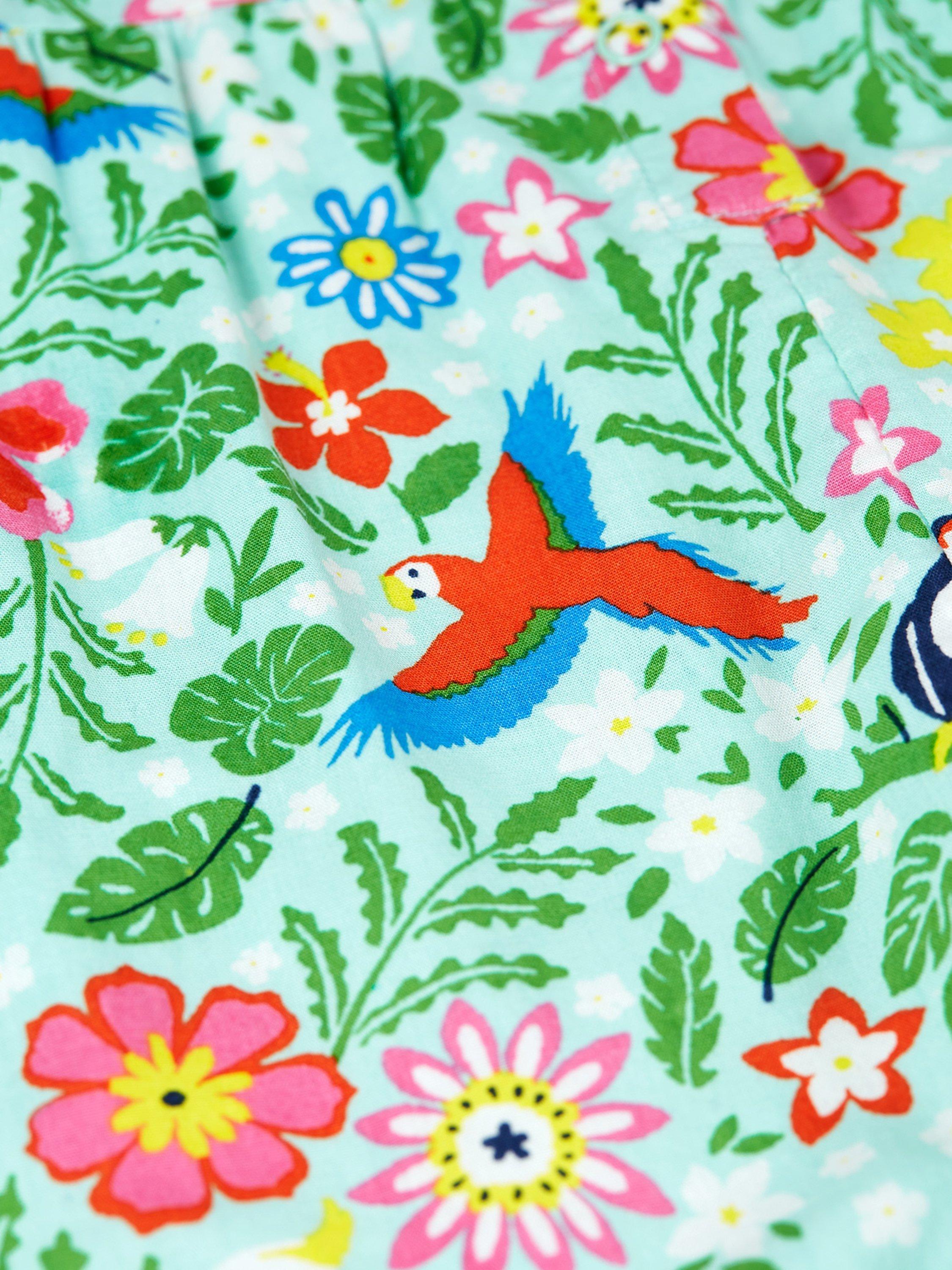 Product image 8 of 8, which shows Frugi Baby Organic Cotton Etta Reversible Playsuit, Tropic Birds/Spring, 9-12 months