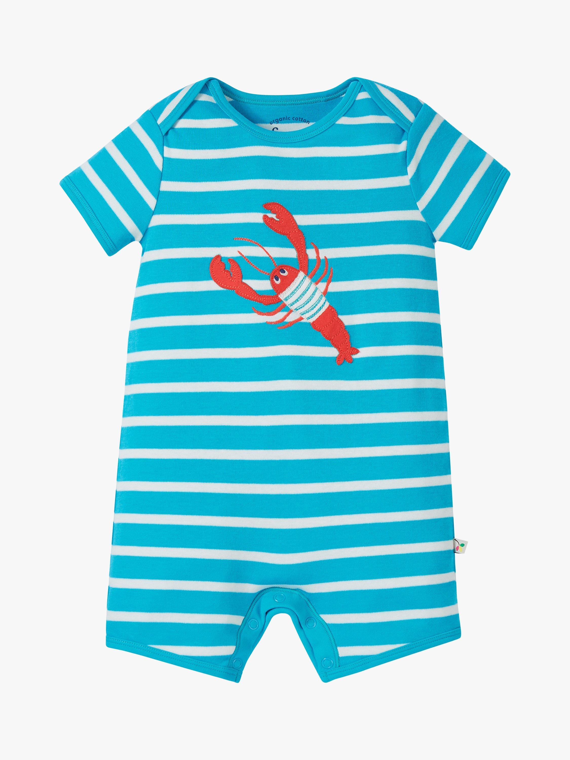 Product image 2 of 4, which shows Frugi Baby Rue Organic Cotton Tropical Sea Lobster Romper, Multi, Newborn
