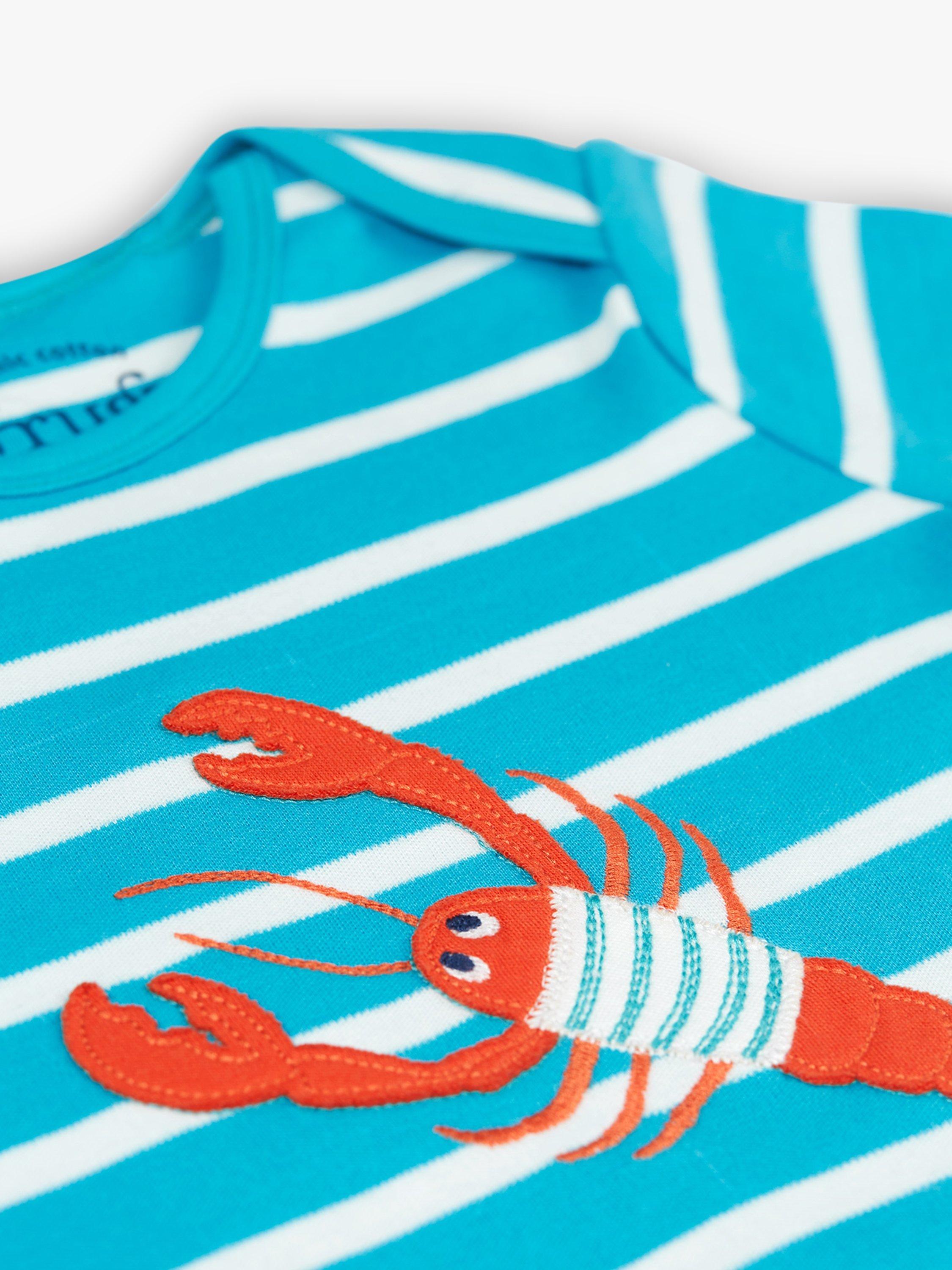 Product image 3 of 4, which shows Frugi Baby Rue Organic Cotton Tropical Sea Lobster Romper, Multi, Newborn