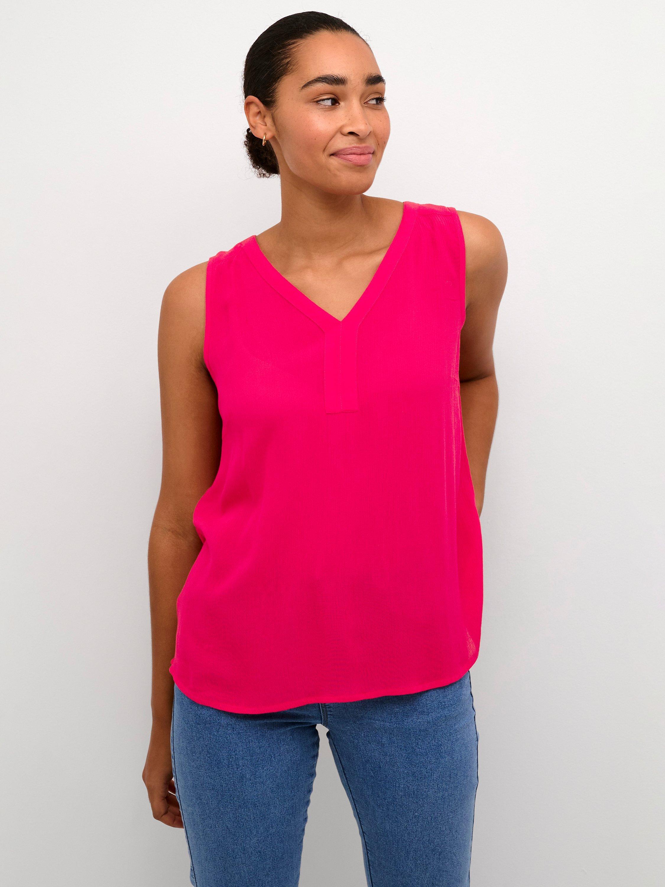 KAFFE Amber V-Neck Top, Virtual Pink, 10