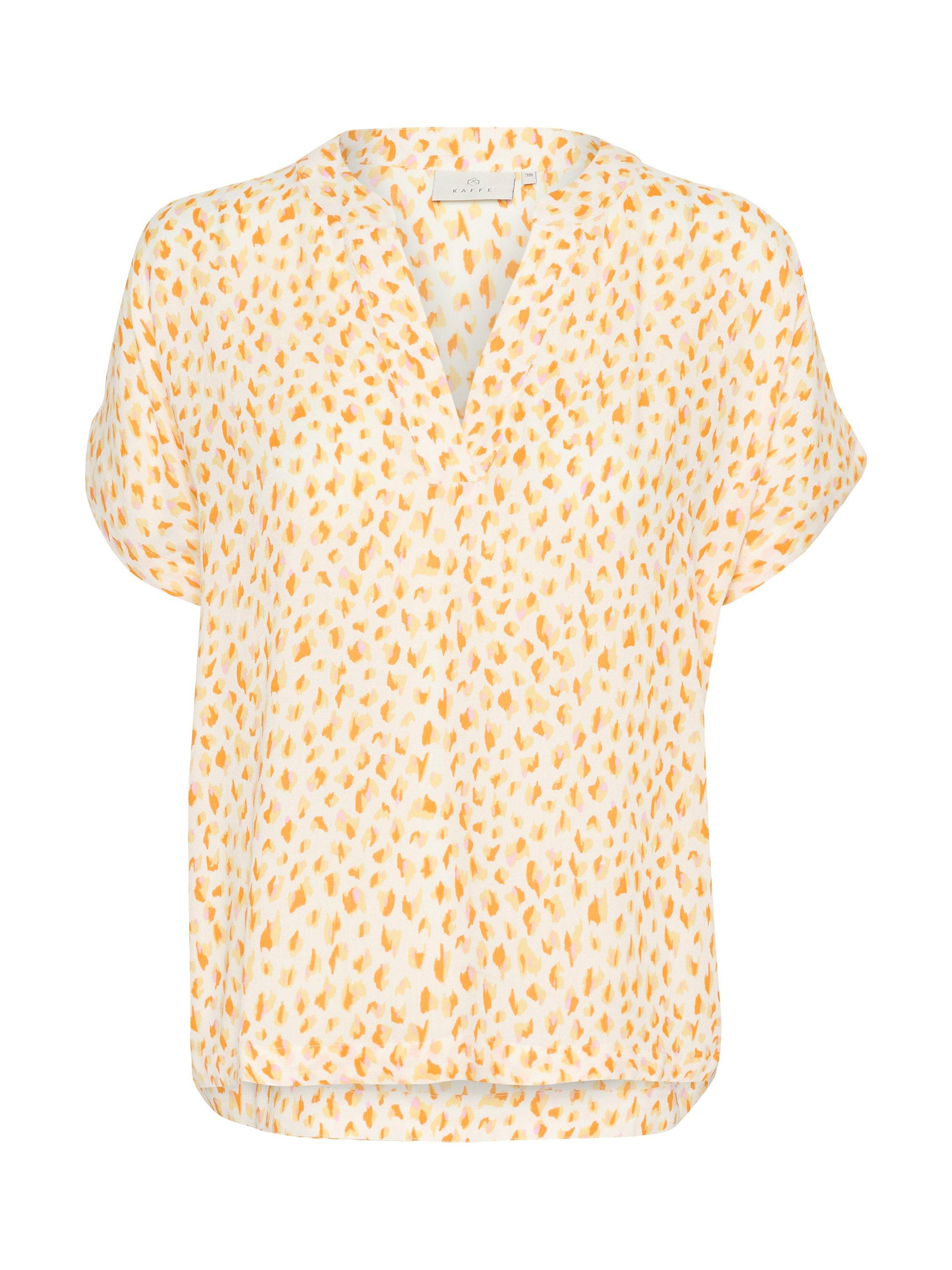 KAFFE Ano Graphic Print Blouse, White/Orange, 8