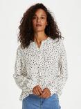 KAFFE Daria Long Sleeve Spot Print Shirt, Chalk/Multi