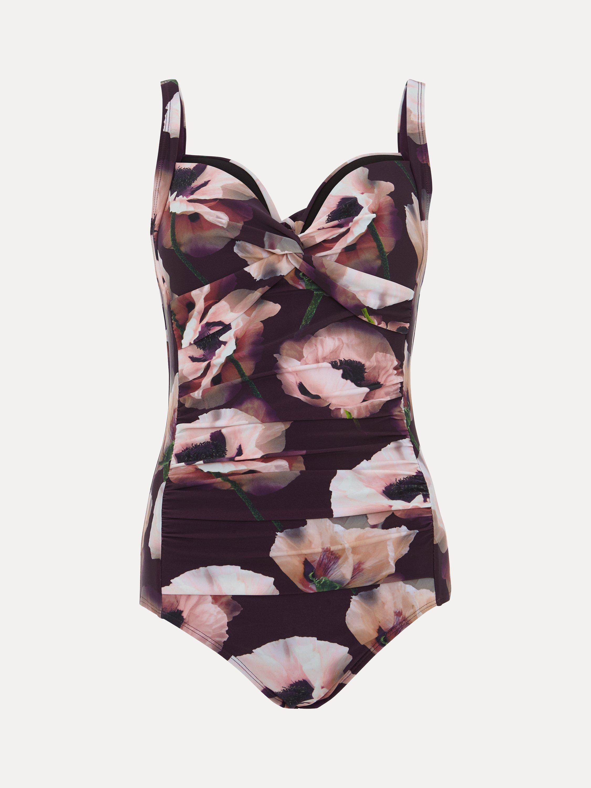 Product image 5 of 6, which shows Phase Eight Poppy Floral Swimsuit, Multi, 8