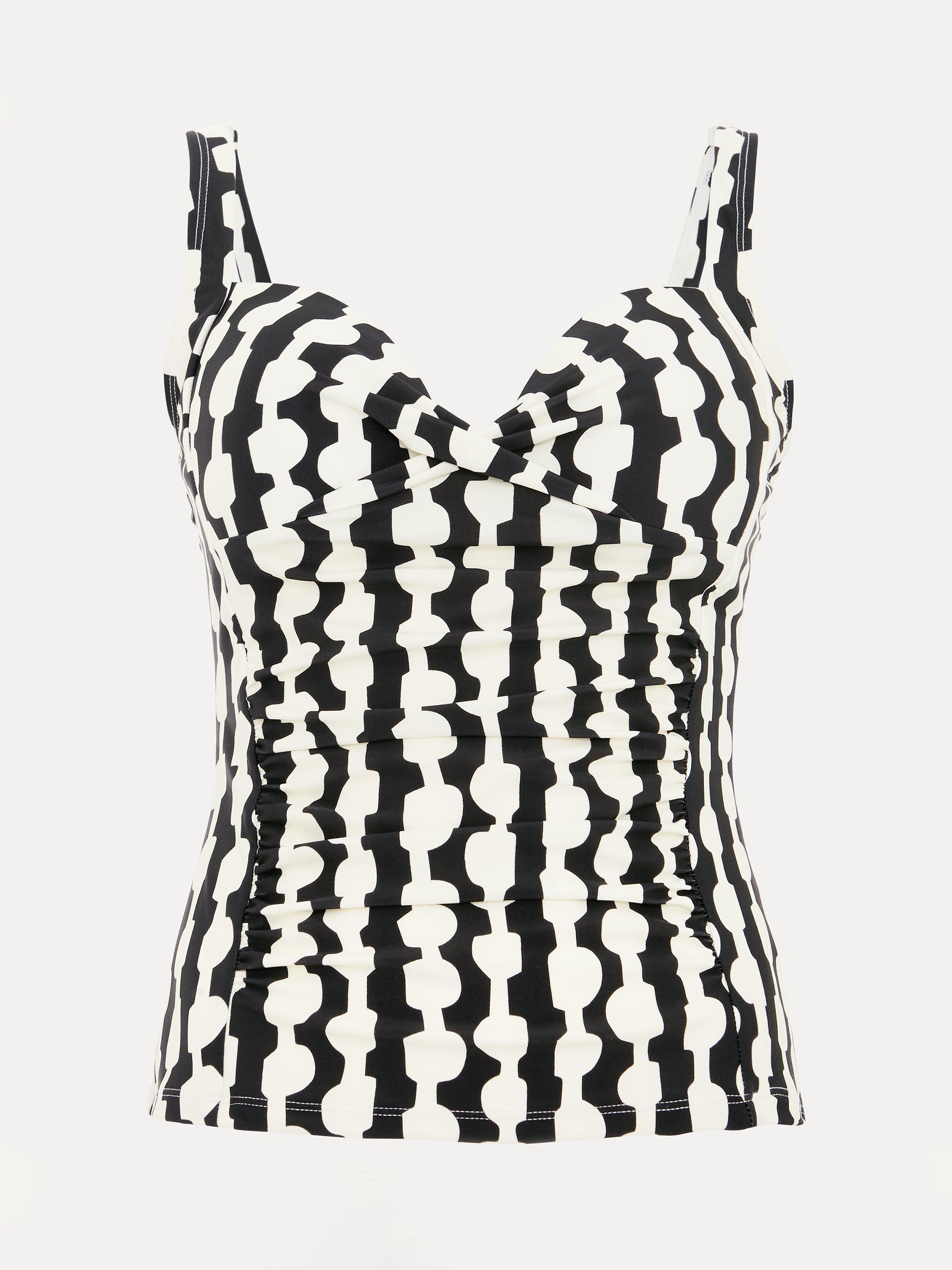 Product image 5 of 7, which shows Phase Eight Lara Abstract Print Tankini Top, Black/Multi, 10