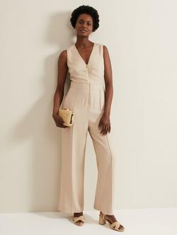 Phase Eight Fraya Zip Front Jumpsuit, Stone, Stone