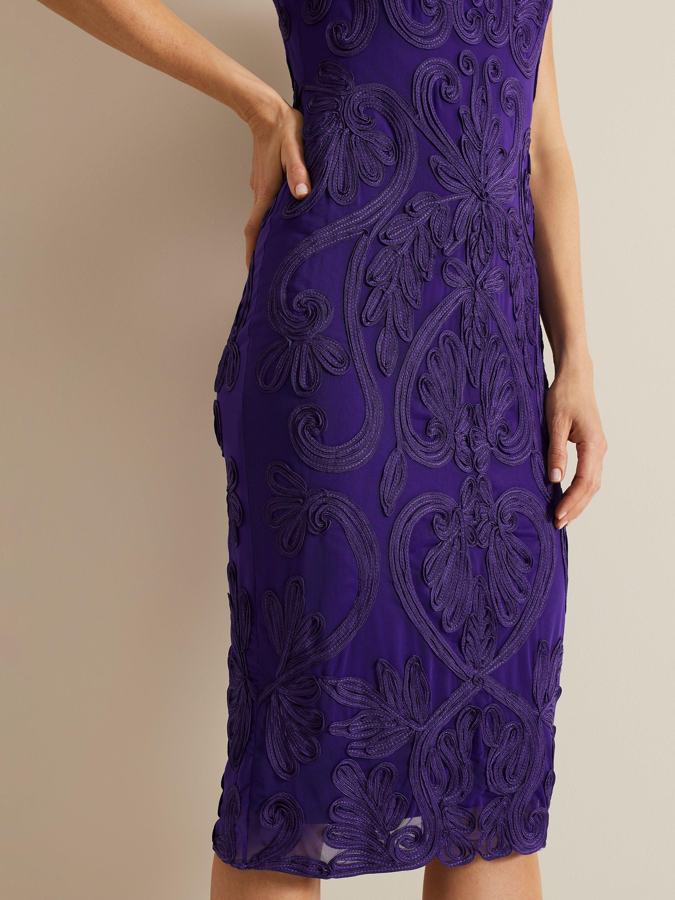 Phase Eight Andrea Tapework Dress Violet