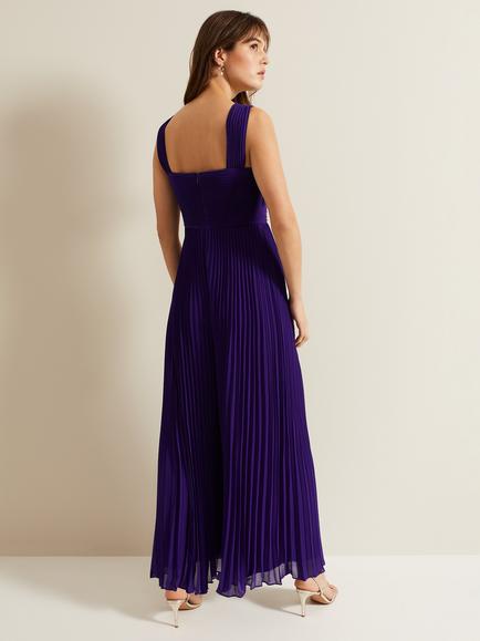 Phase Eight Lucia Plisse Wide Leg Jumpsuit, Violet - view 2, Violet