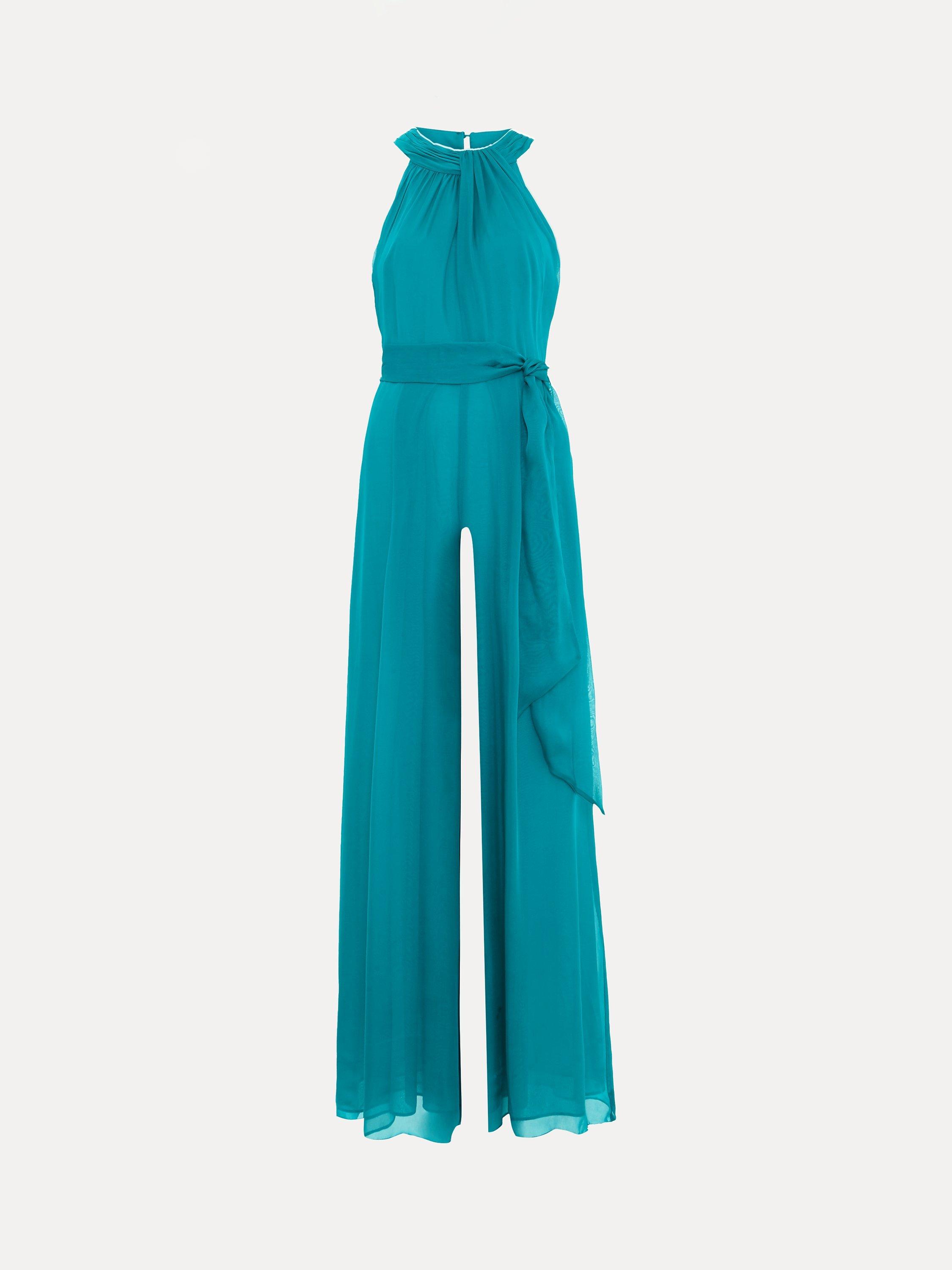 Phase Eight Susanna Silk Jumpsuit, Teal, 18