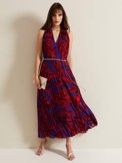 Phase Eight Adelaide Pleated Midaxi Dress, Violet/Multi, Violet/Multi