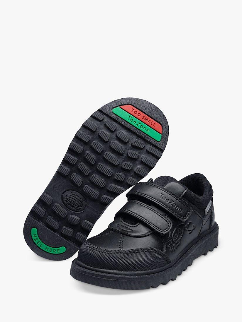 Product image 2 of 7, which shows ToeZone Cade Space Double Rip Tape Space School Shoes, Black, 1