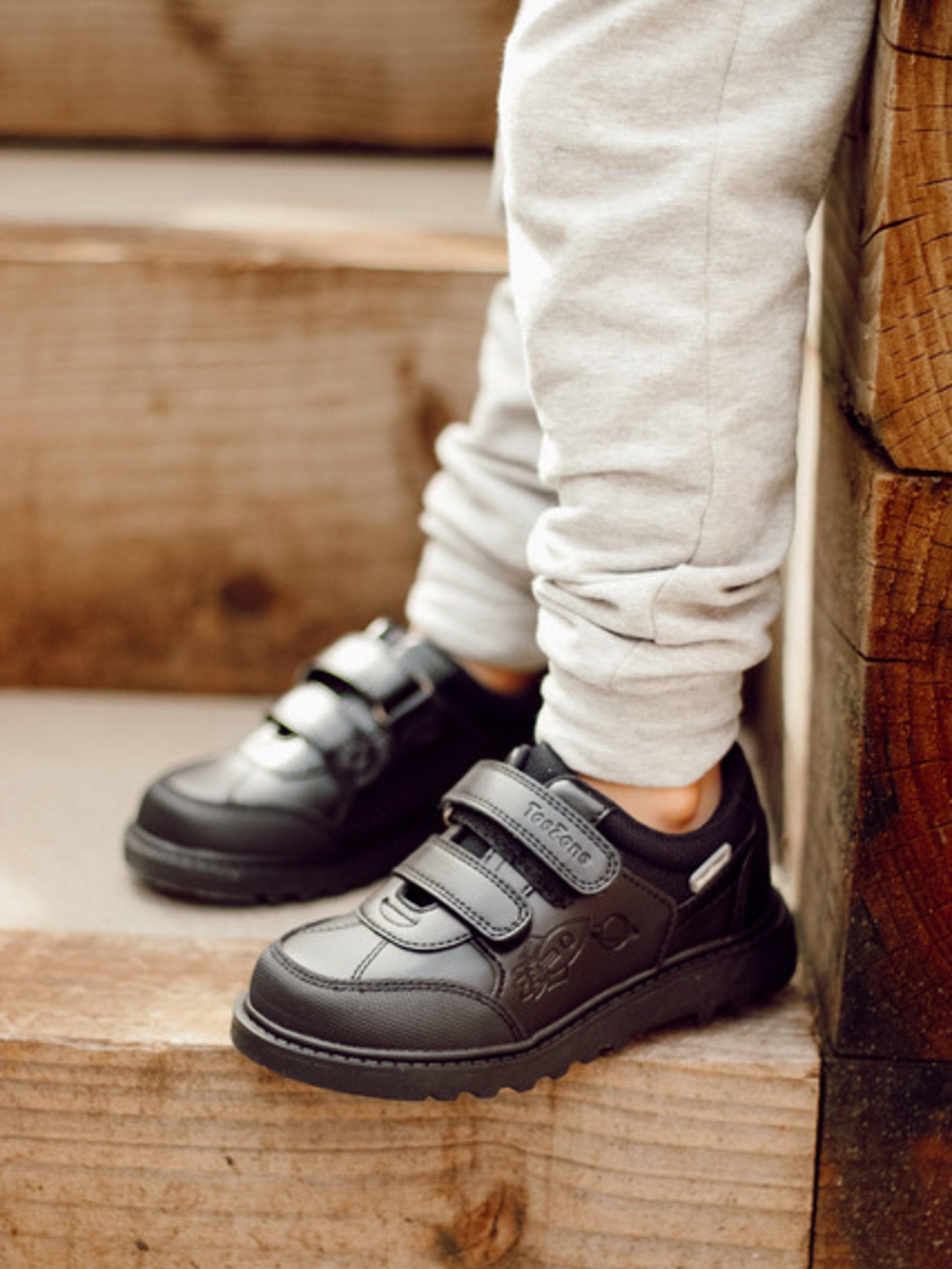 Product image 7 of 7, which shows ToeZone Cade Space Double Rip Tape Space School Shoes, Black, 1