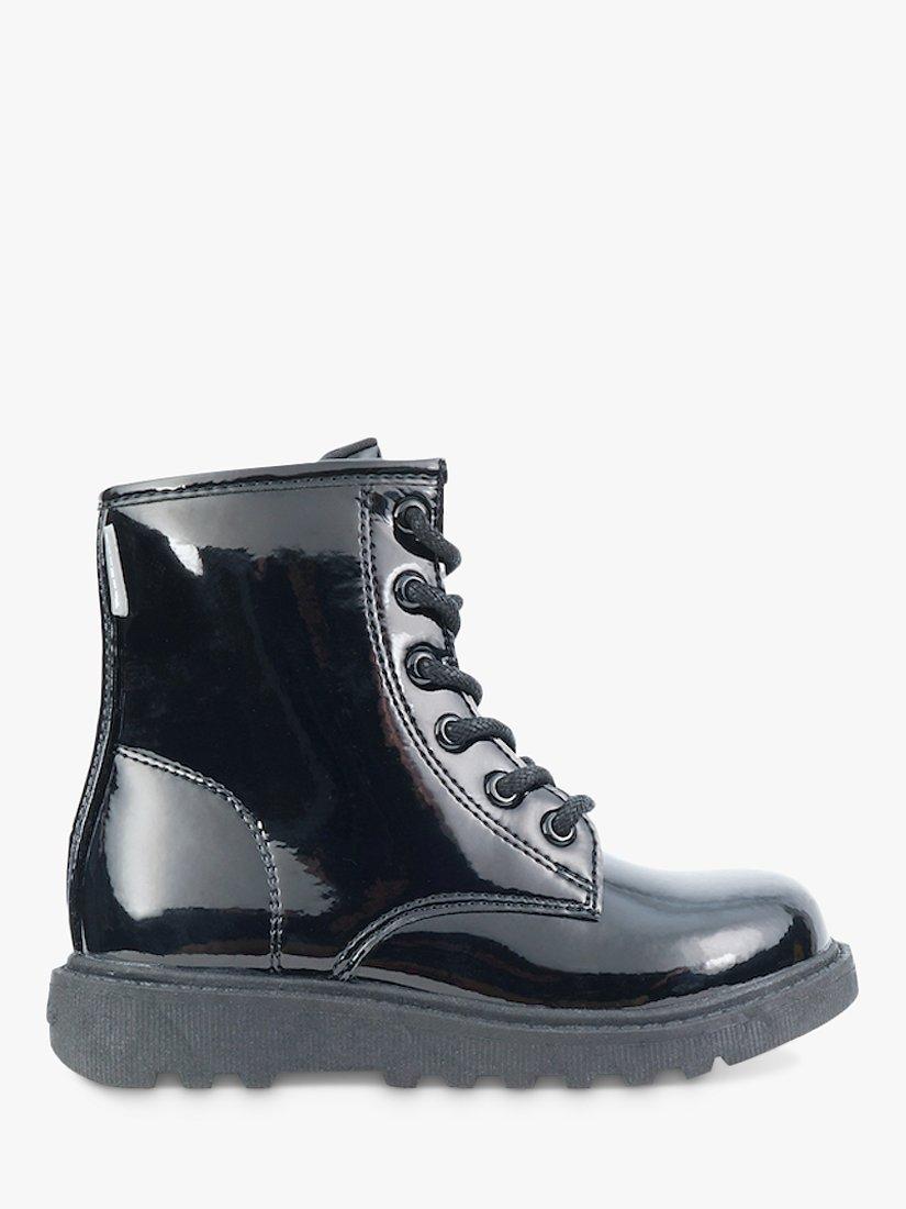 ToeZone Susie Patent Side Zip Boots Black