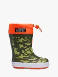 ToeZone Enzo Camo Tie Top Rain Boots, Multi