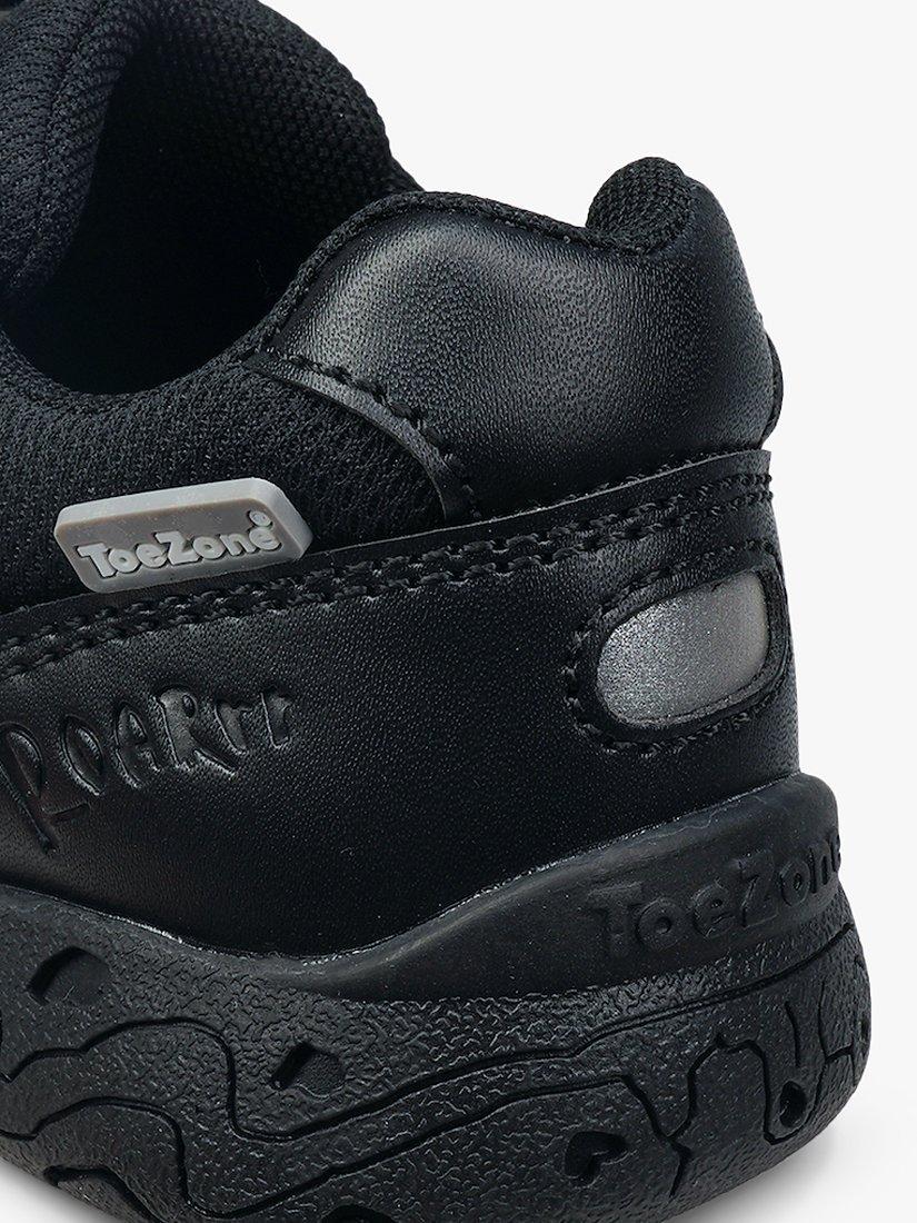 Product image 5 of 6, which shows ToeZone Chase Dinosaur Double Rip Tape School Shoes, Black, 8 Jnr
