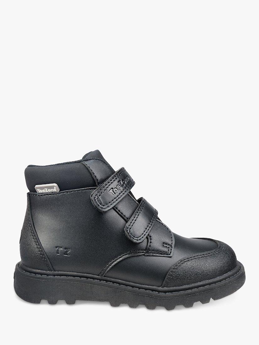 Product image 1 of 7, which shows ToeZone Felix Double Rip Tape Boots, Black, 8 Jnr
