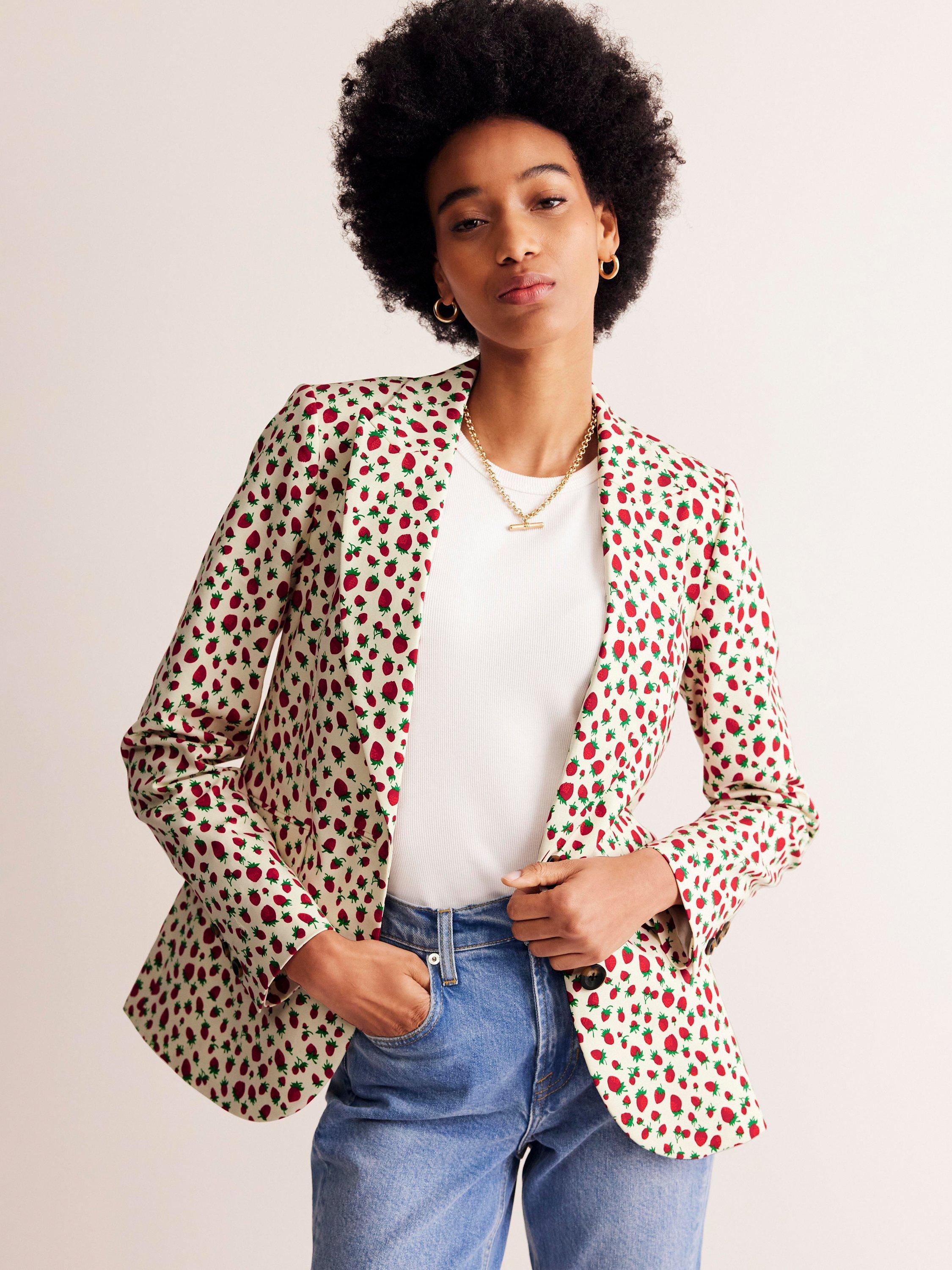 Boden Marylebone Cotton Sateen Blazer Strawberry Vine
