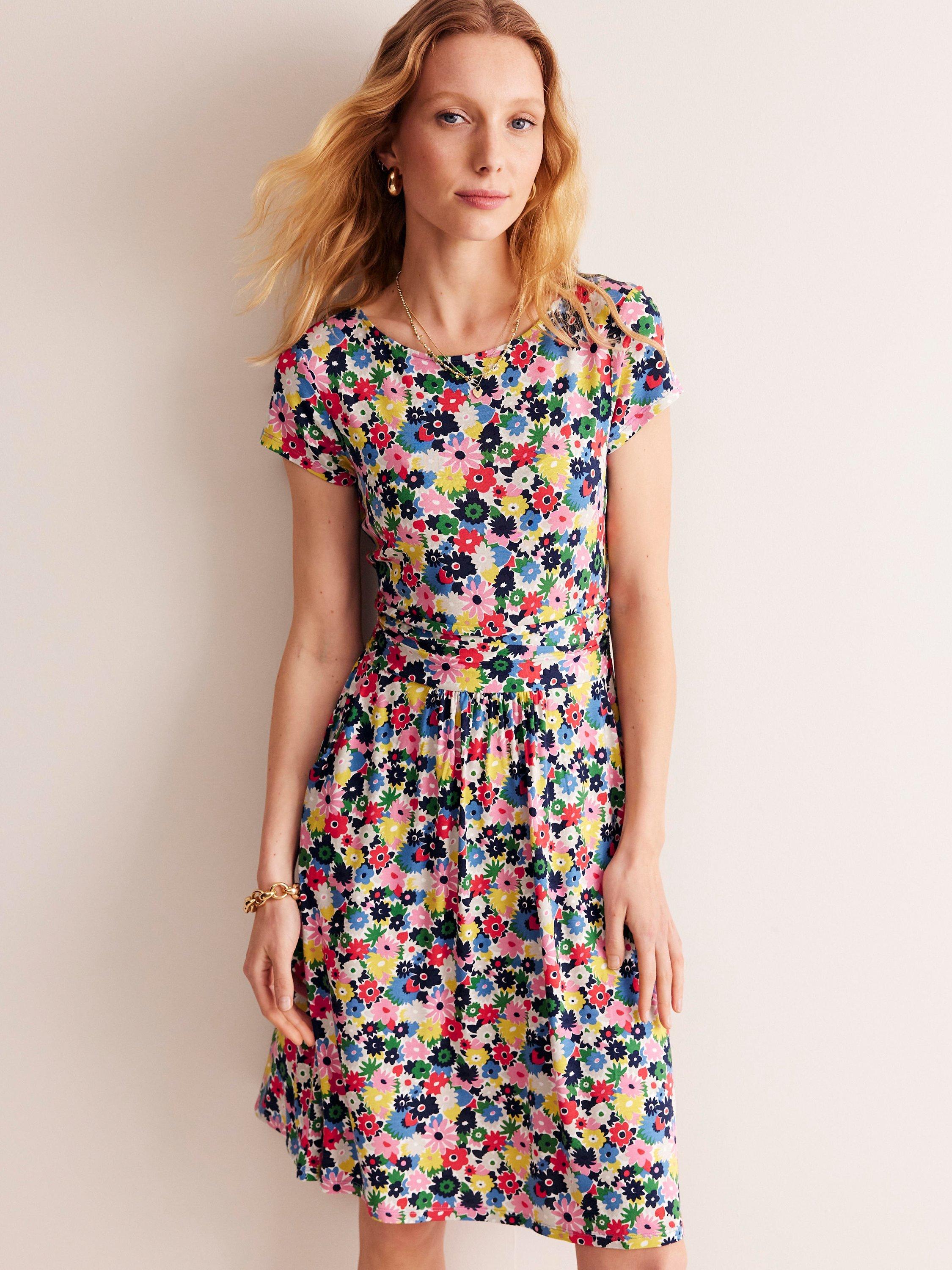 Boden Amelie Jersey Paintbox Ditsy Jersey Dress, Multi
