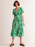 Boden Eve Tulip Garden Linen Midi Dress, Green