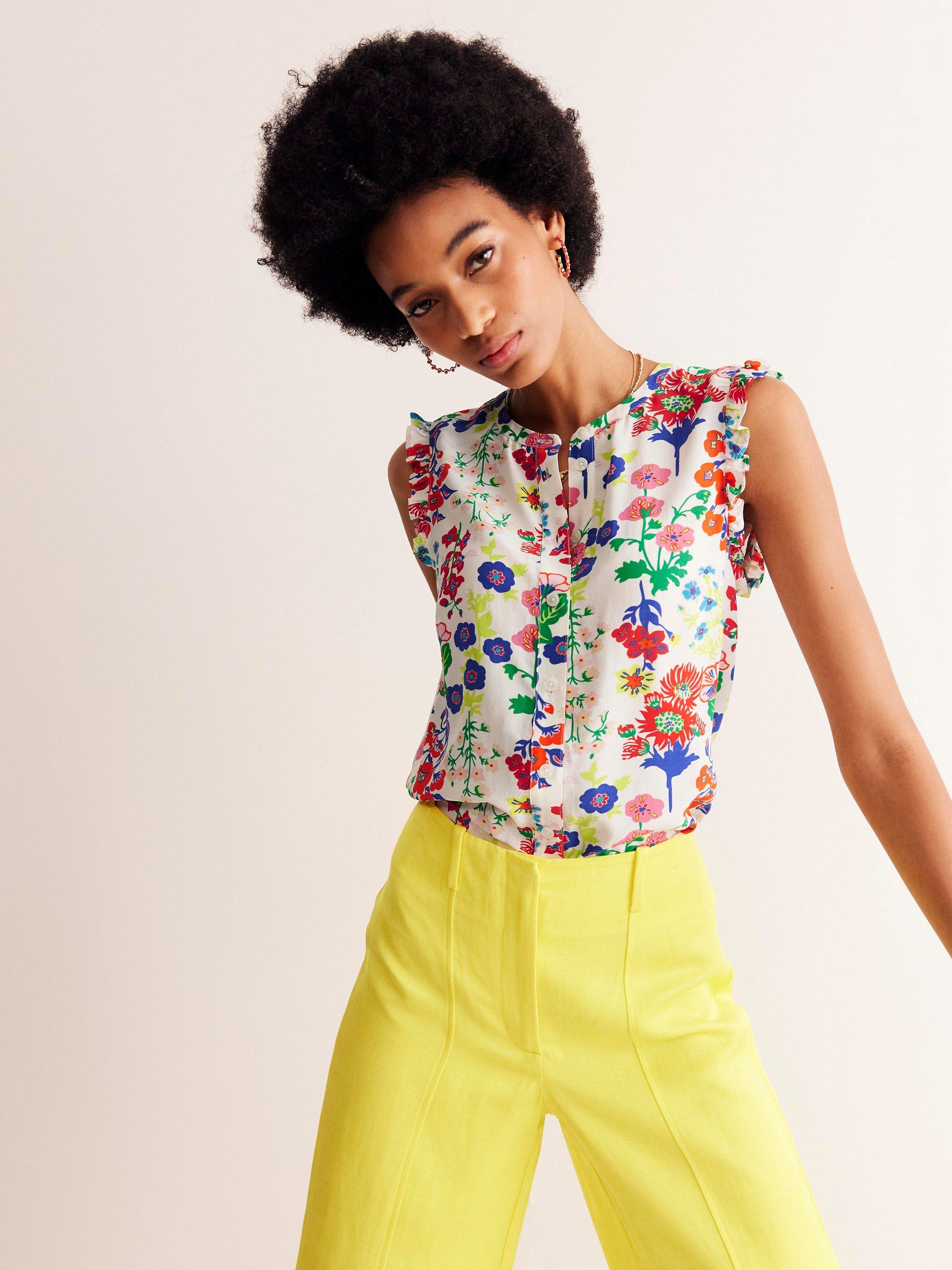 Boden Alicia Button Wildflower Top, Multi