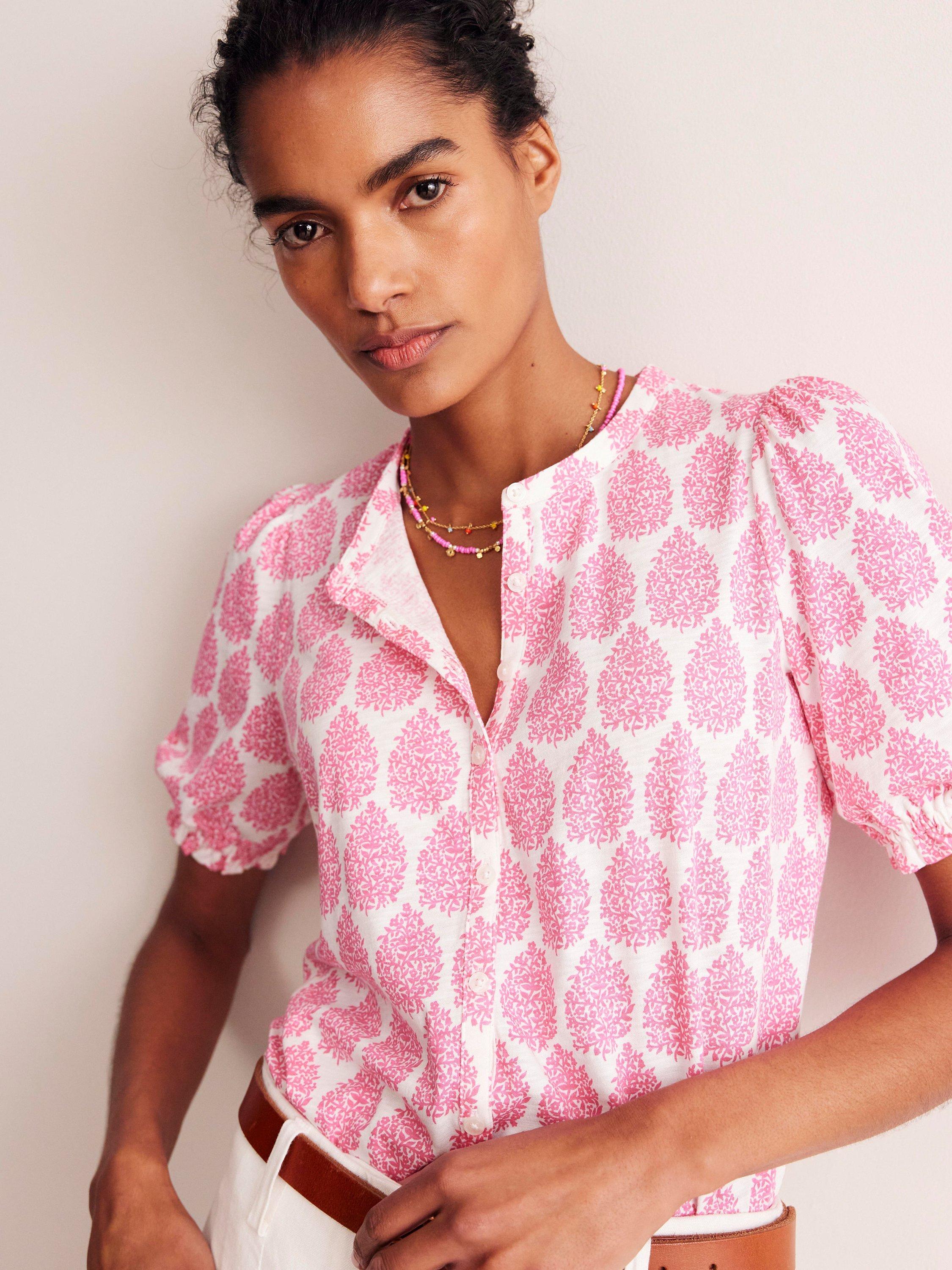 Boden Dolly Paisley Puff Sleeve Top, Sangria