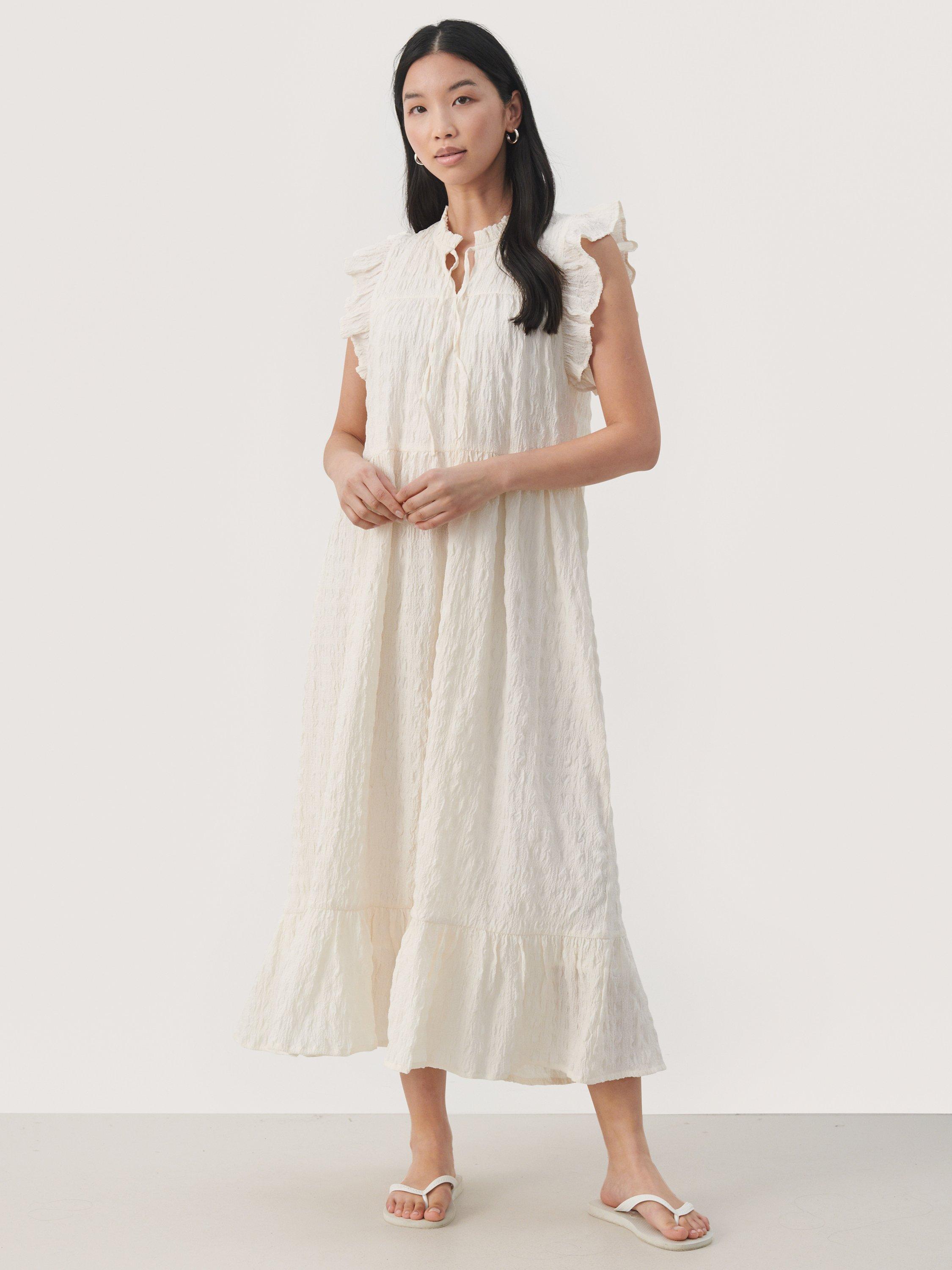 Product image 1 of 5, which shows Part Two Gimalina Sleeveless Ruffles Midi Dress, Tofu, 14