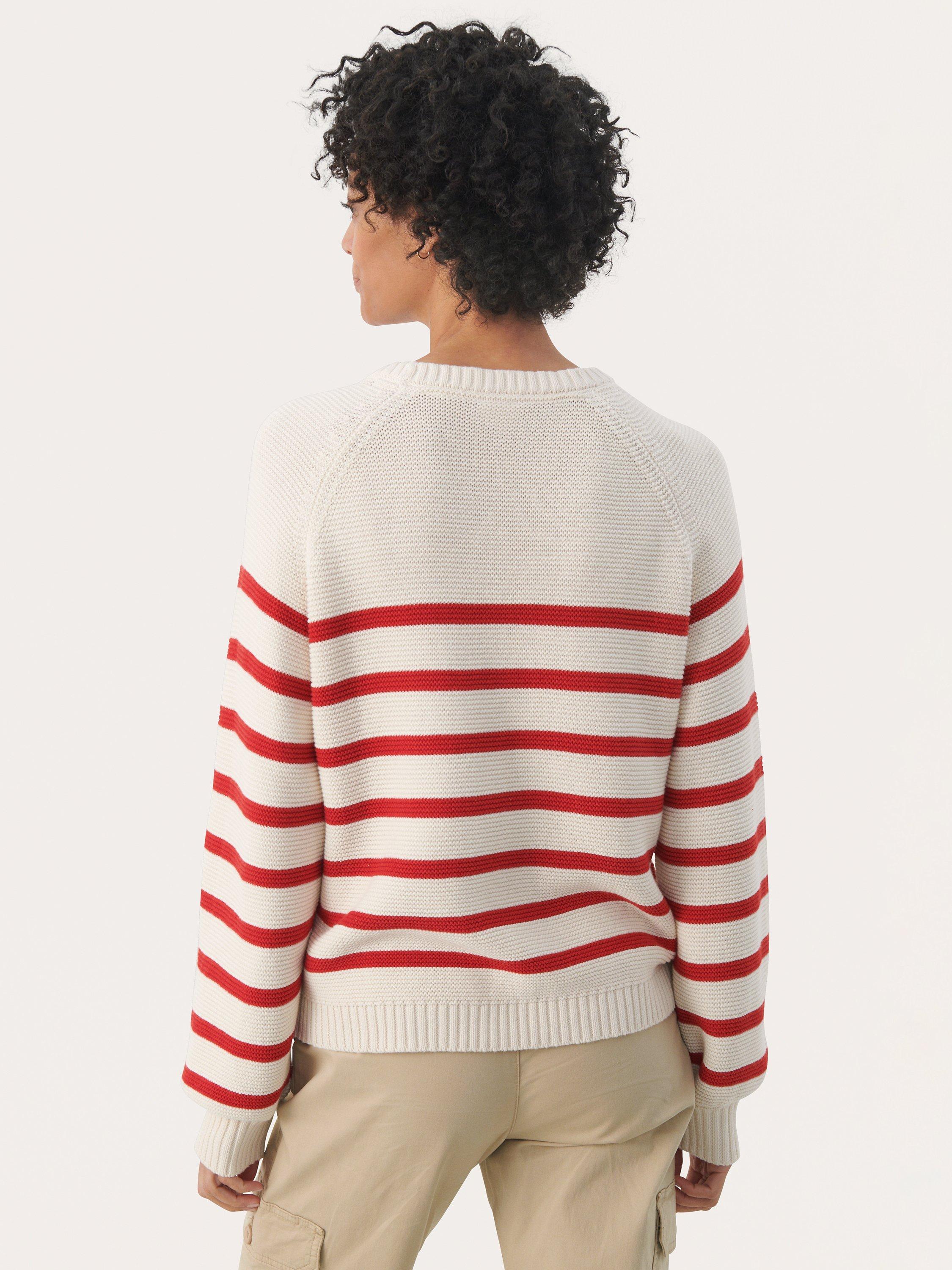 Product image 2 of 5, which shows Part Two Saya Organic Cotton Striped Jumper, Salsa, L