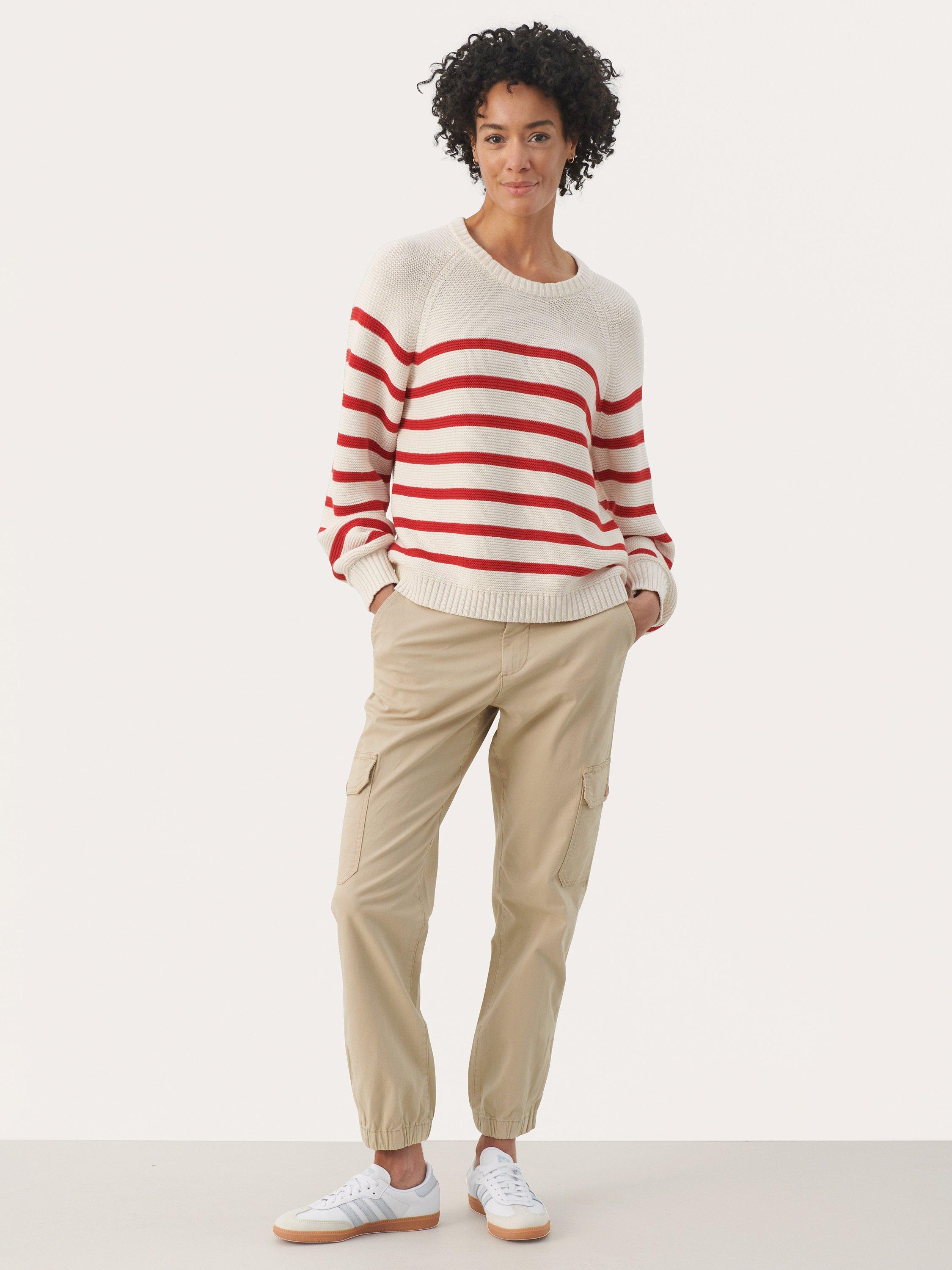 Product image 3 of 5, which shows Part Two Saya Organic Cotton Striped Jumper, Salsa, L