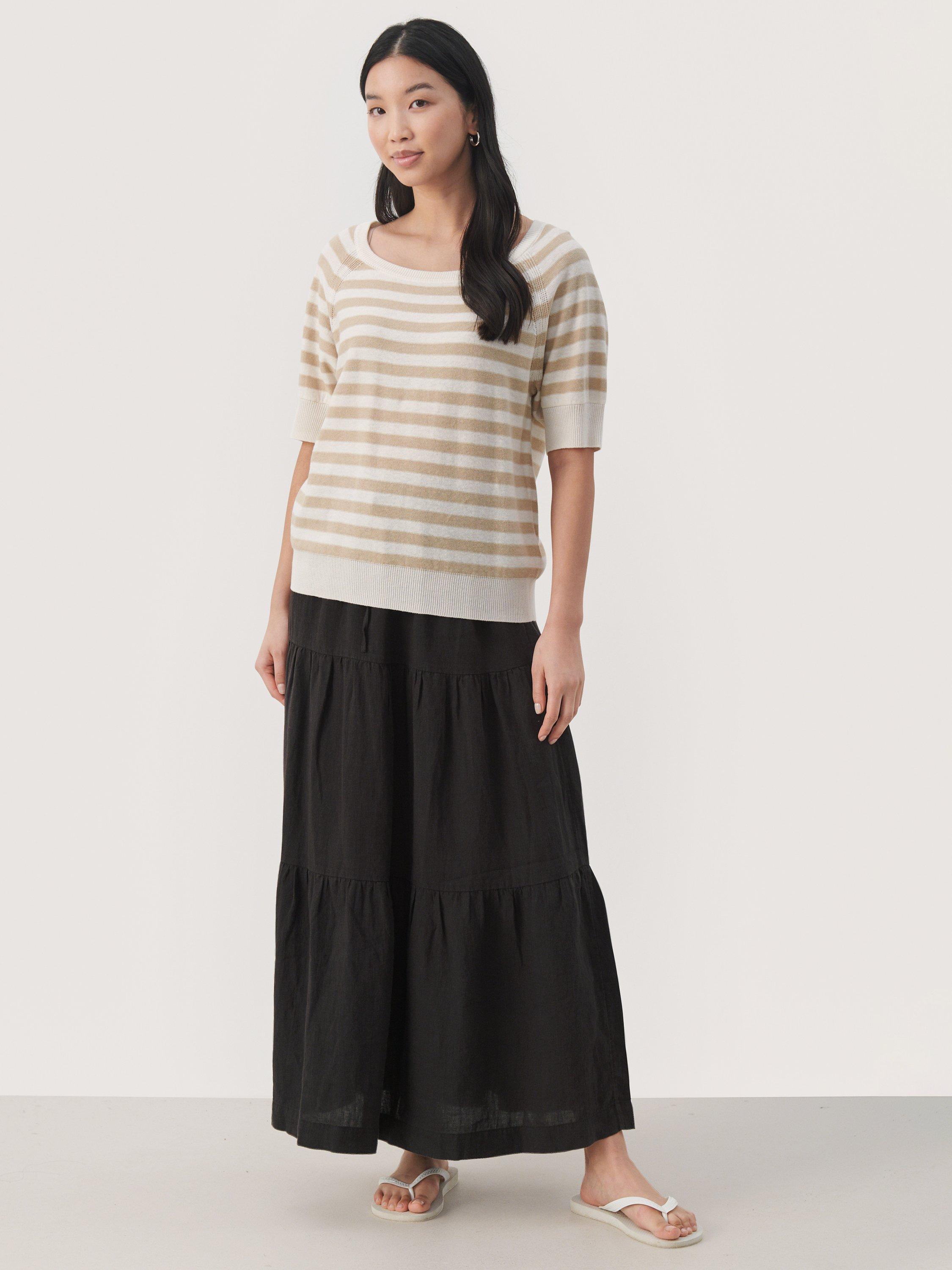Product image 3 of 5, which shows Part Two Glennie Short Sleeve Jumper, White Pepper Stripe, S