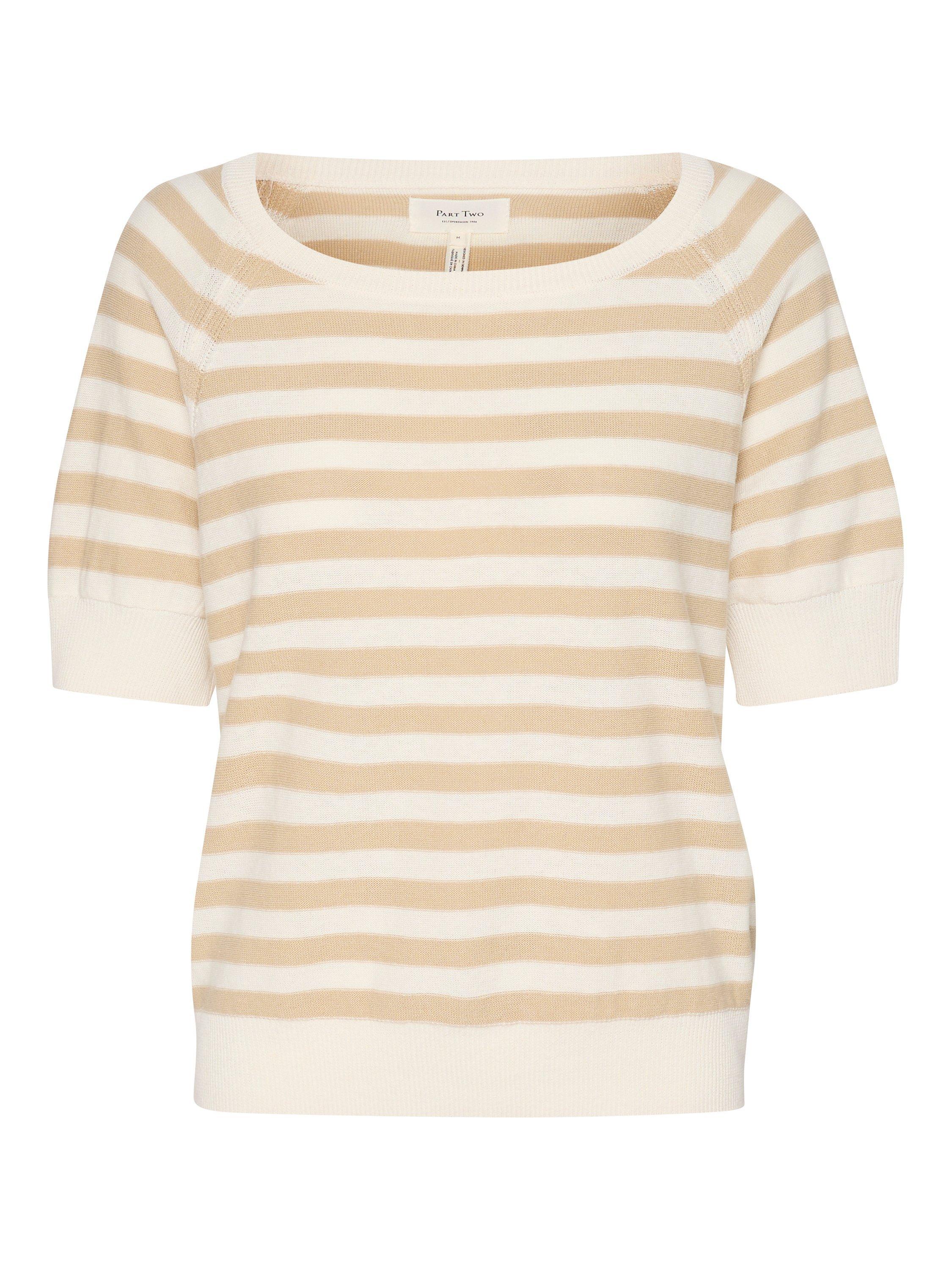 Product image 4 of 5, which shows Part Two Glennie Short Sleeve Jumper, White Pepper Stripe, S