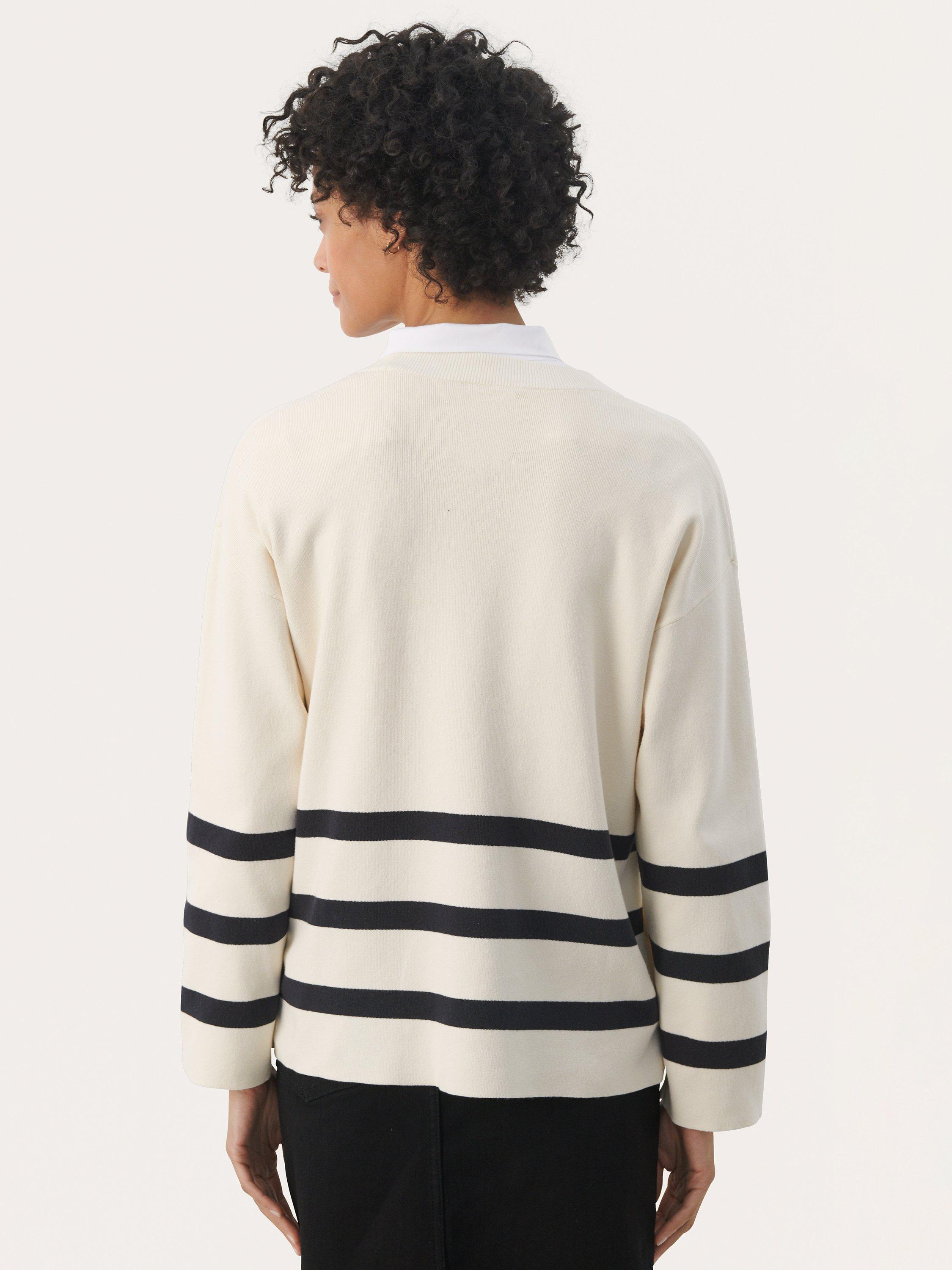 Product image 2 of 6, which shows Part Two Emely Long Sleeve Relaxed Fit Jumper, Dark Navy Stripe, XS