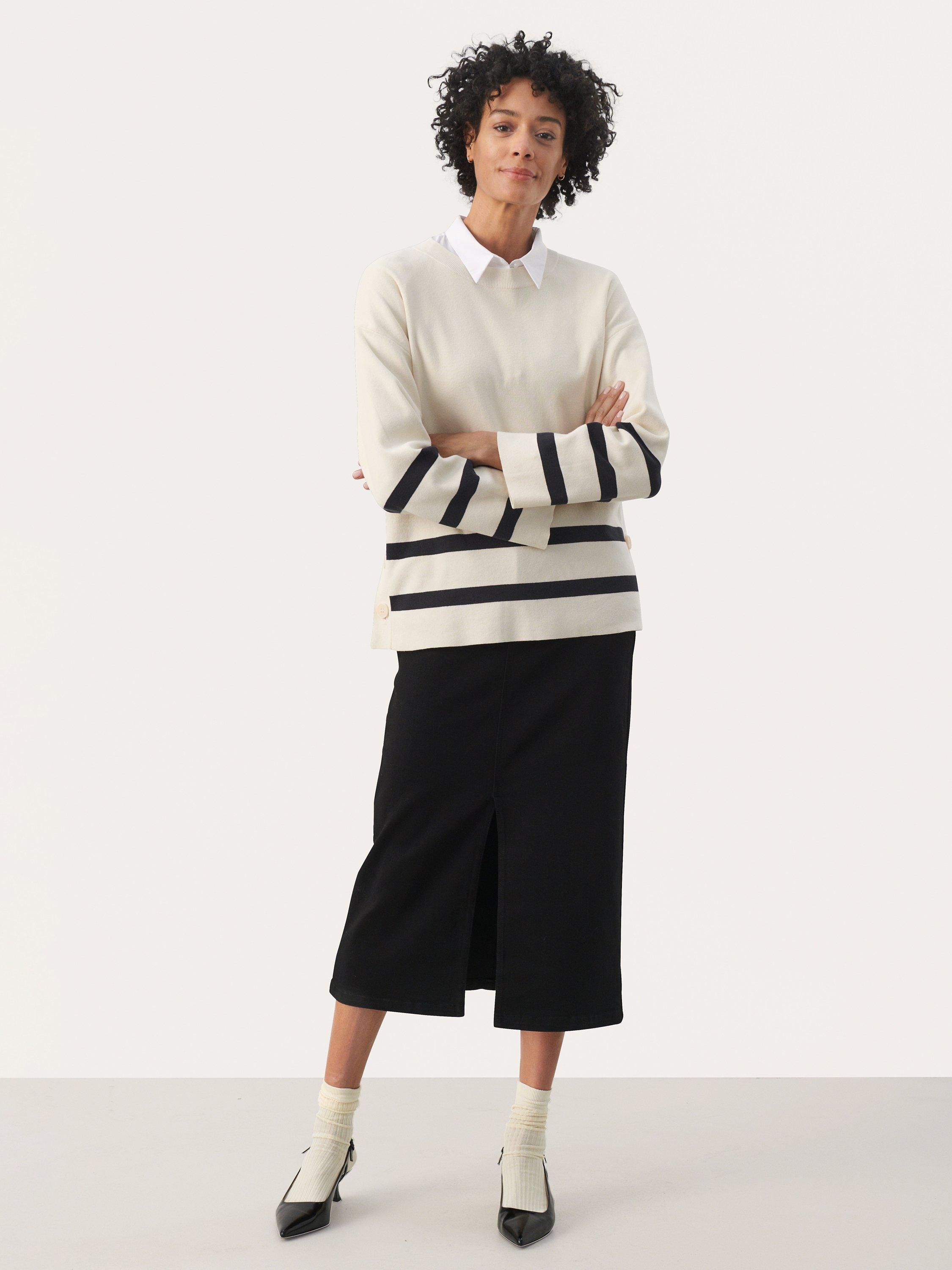 Product image 3 of 6, which shows Part Two Emely Long Sleeve Relaxed Fit Jumper, Dark Navy Stripe, XS