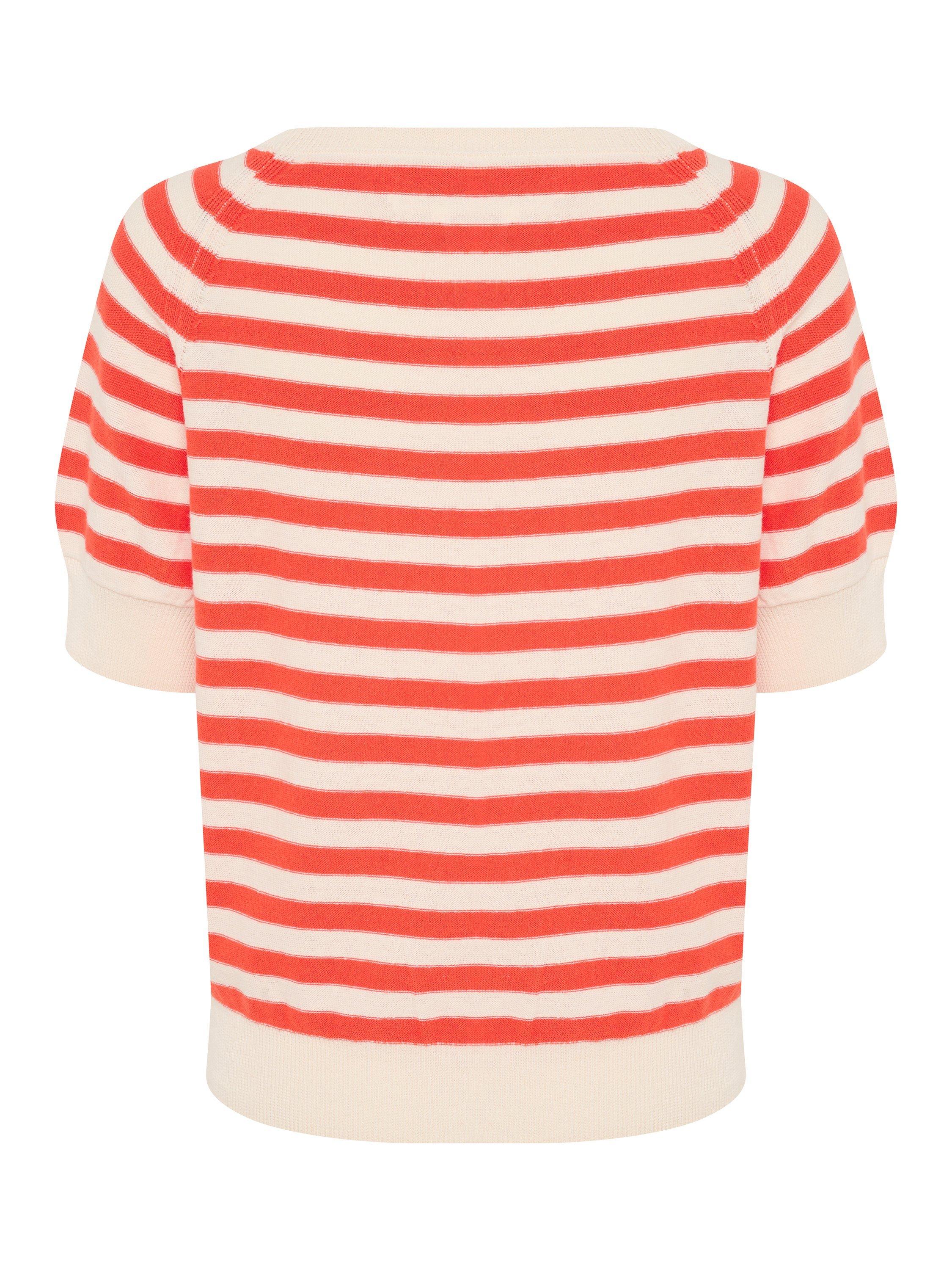 Product image 5 of 5, which shows Part Two Glennie Short Sleeve Jumper, Mandarin Red Stripe, M