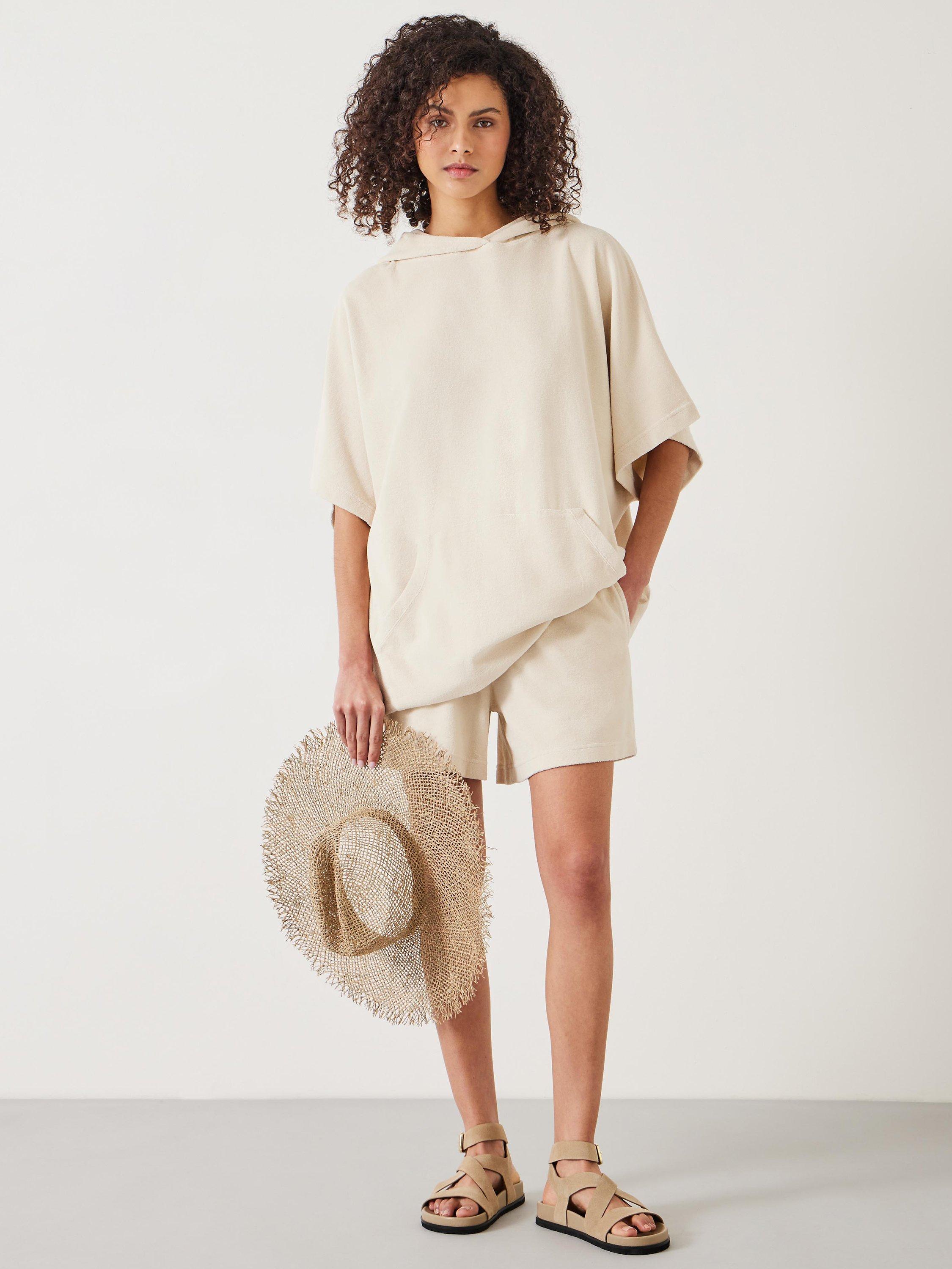 HUSH Taylah Towelling Shorts, Off White, L