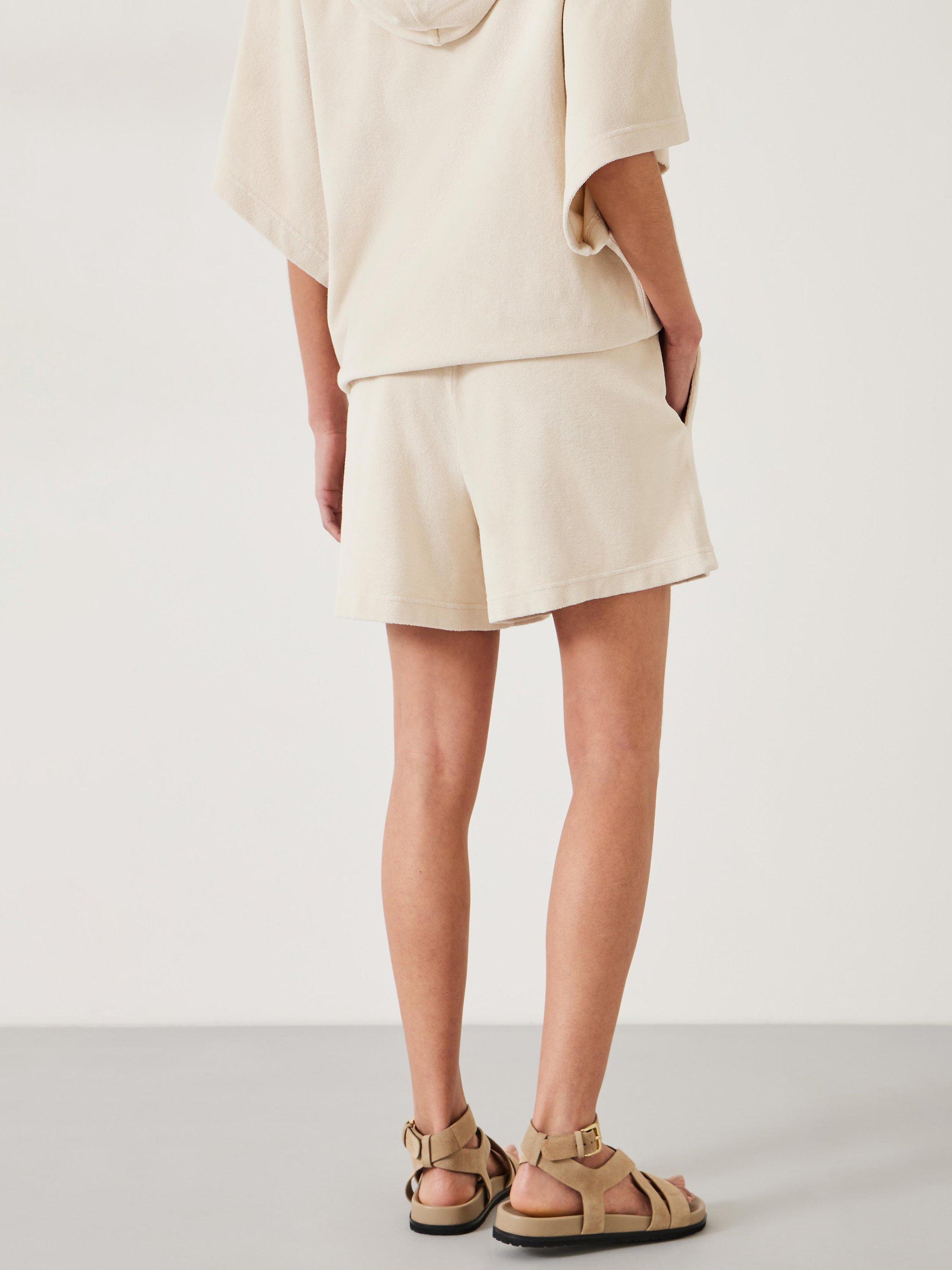HUSH Taylah Towelling Shorts, Off White, L
