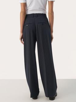 Part Two Cherra Wide Leg Trousers, Dark Navy Pinstripe - view 2, Dark Navy Pinstripe