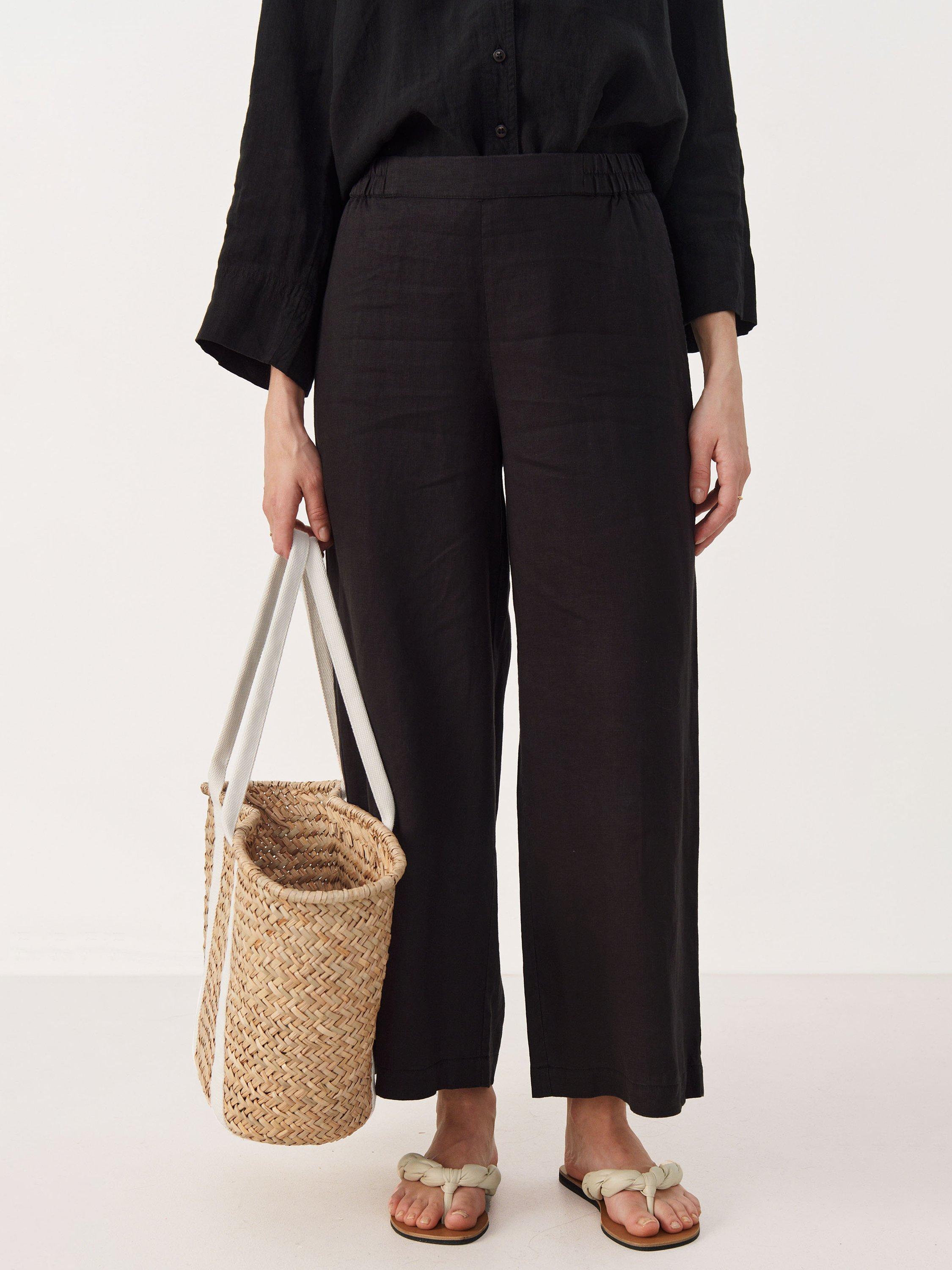 Part Two Petrines Linen Wide Leg Cropped Trousers, Black