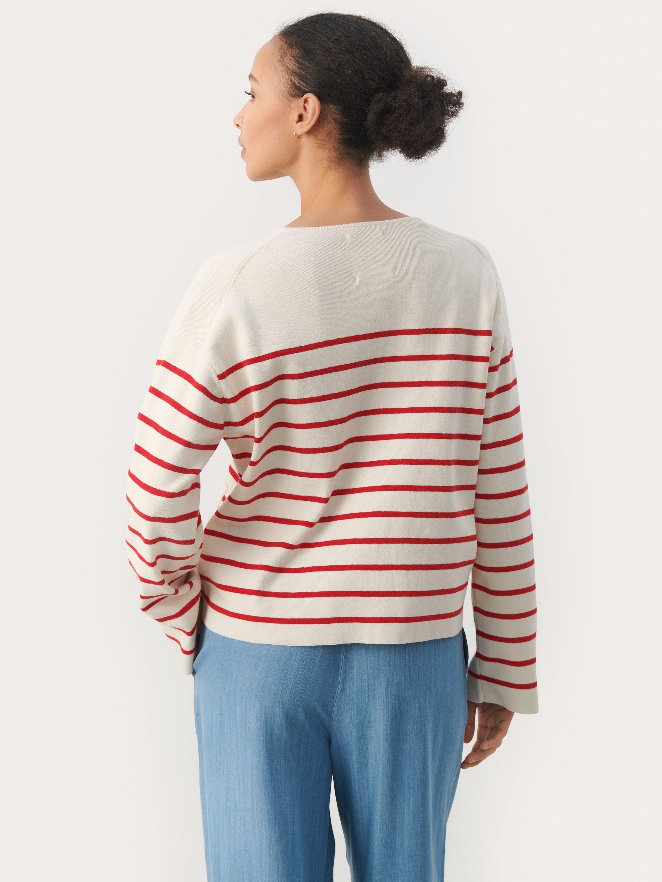 Product image 2 of 6, which shows Part Two Elodie Long Sleeve Cardigan, Salsa Stripe, XS